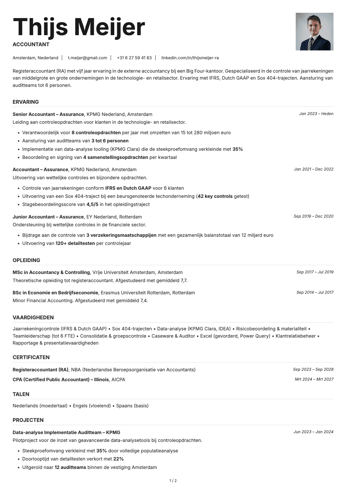 Accountant resume example