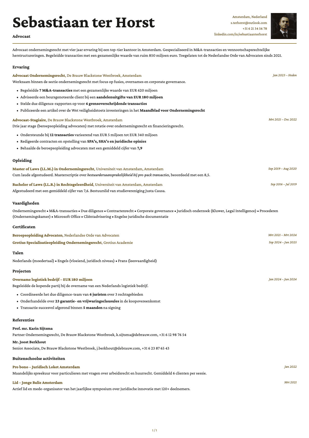 Advocaat resume example