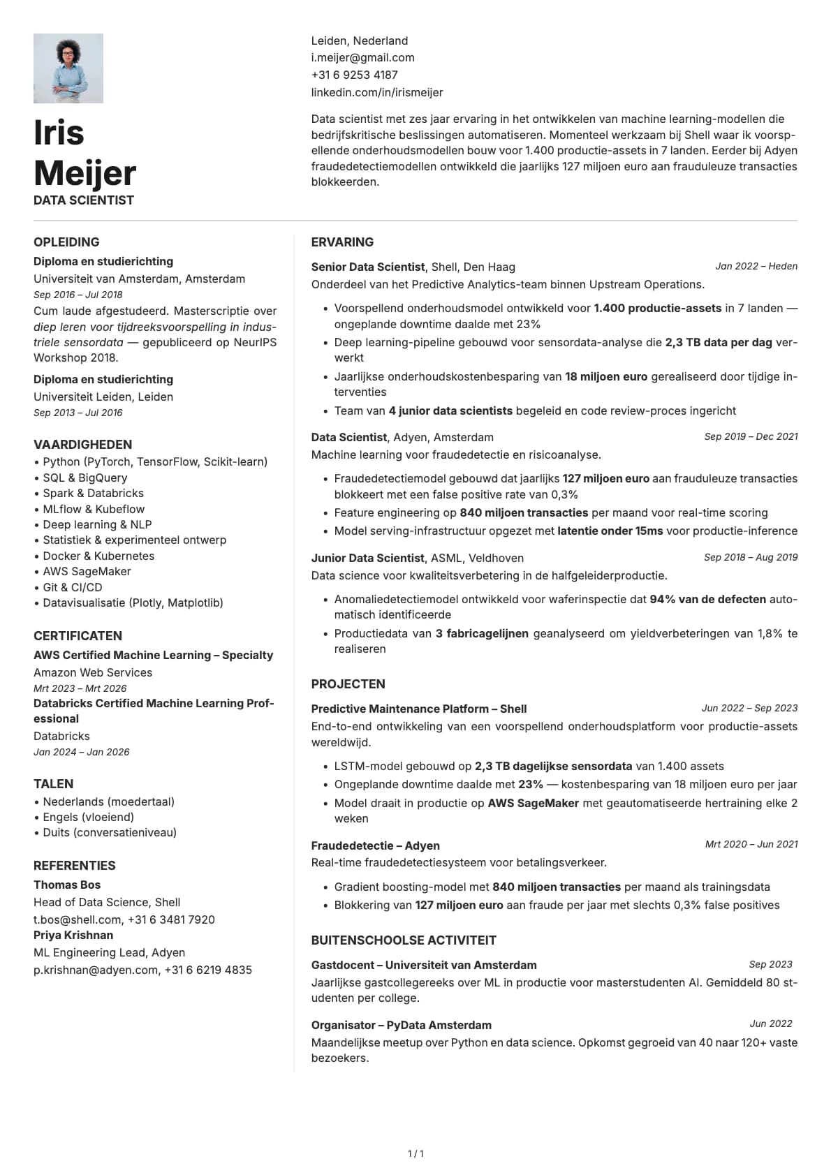 Datascientist resume example