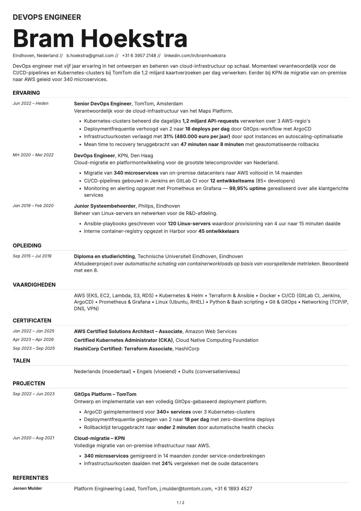 DevOps-engineer resume example