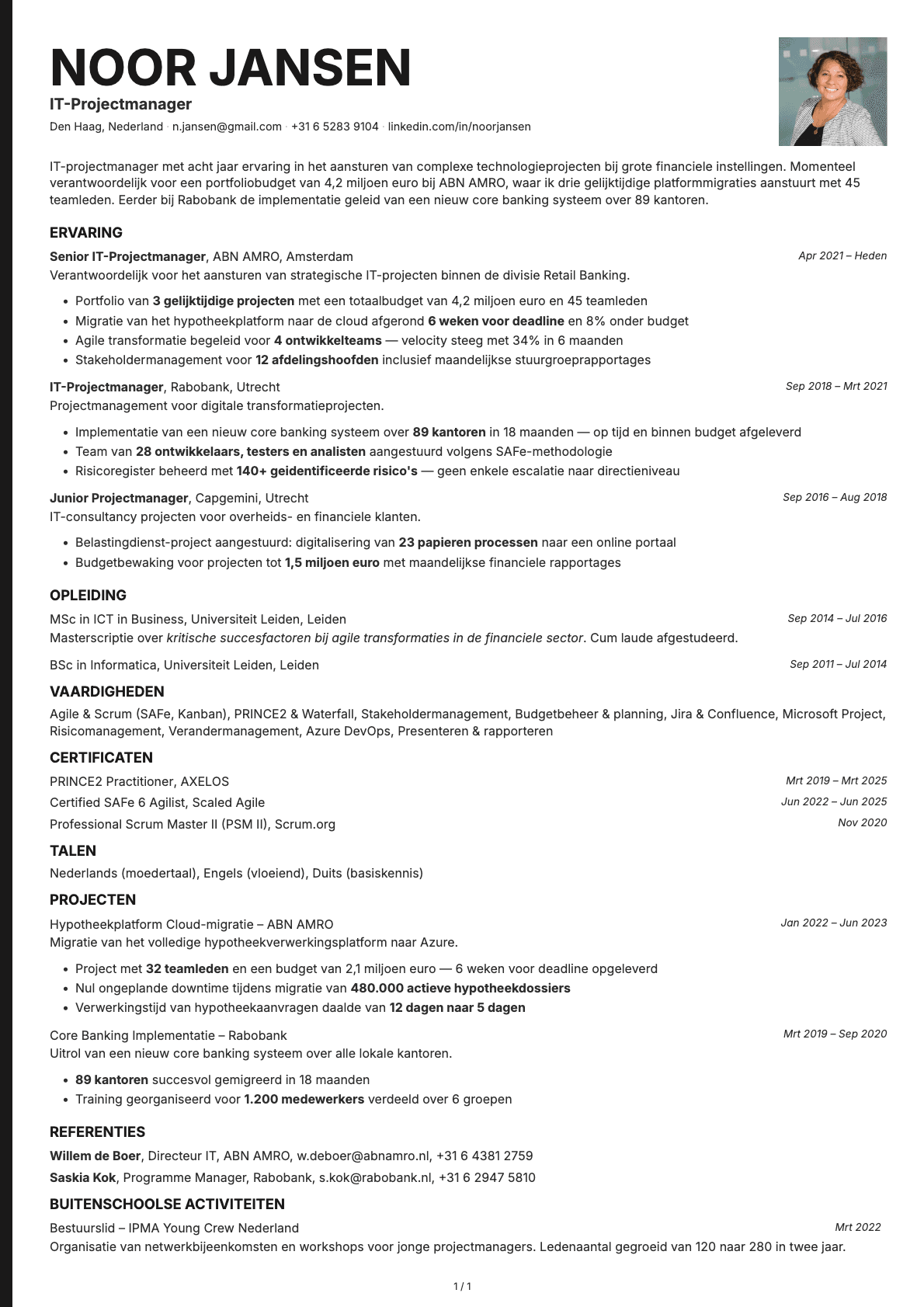 IT-Projectmanager resume example