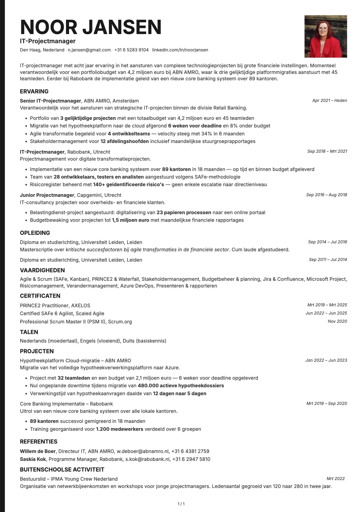 IT-Projectmanager resume example