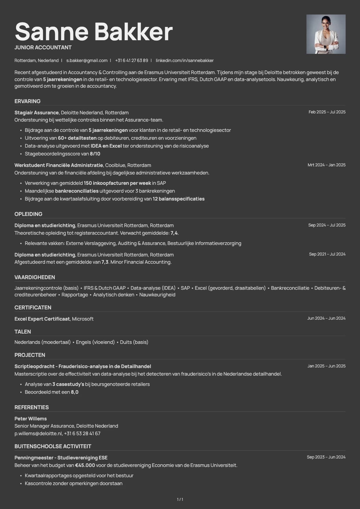 Junior Accountant resume example