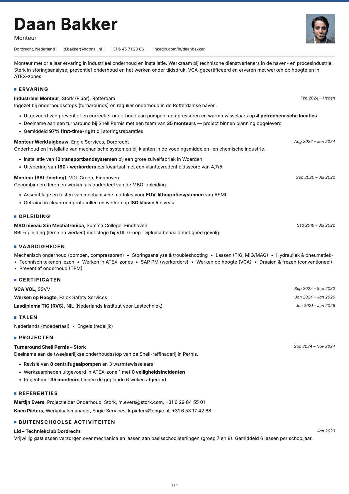 Monteur resume example
