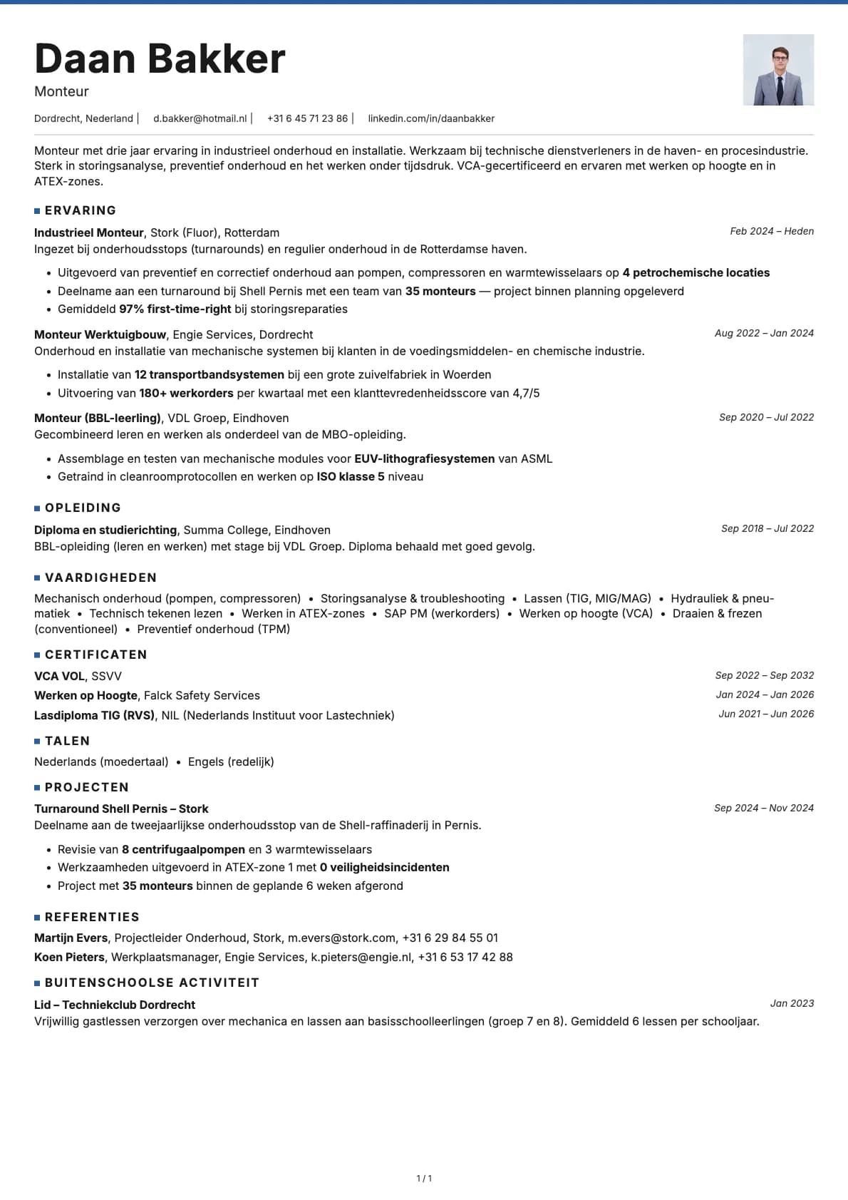 Monteur resume example