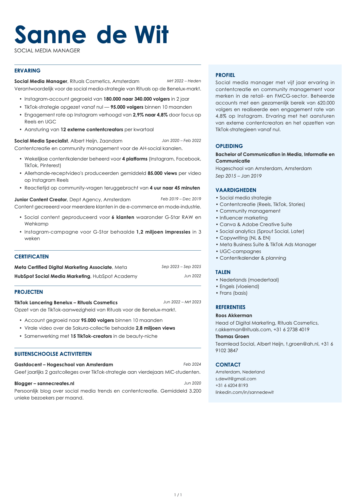 Social Media Manager resume example