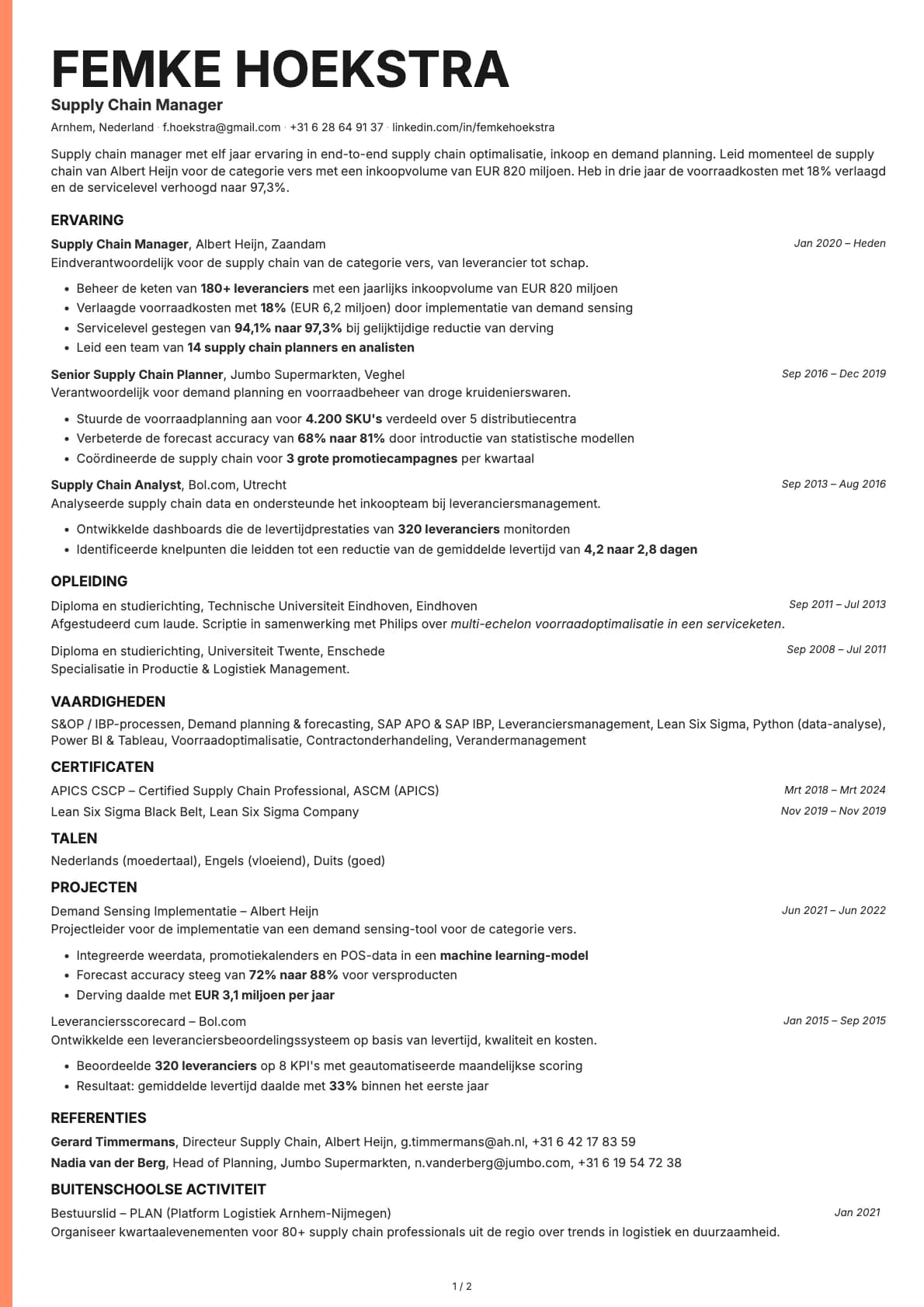 Supplychainmanager resume example