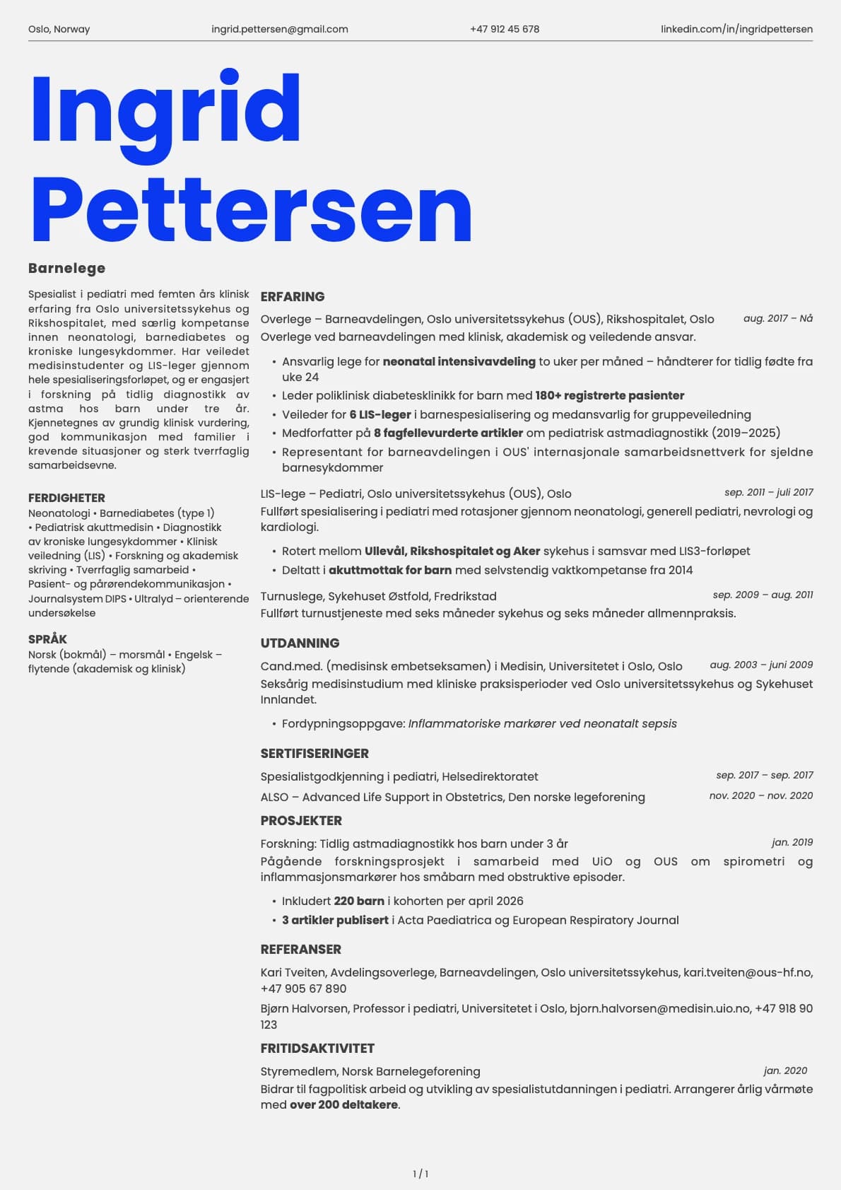 Barnelege resume example