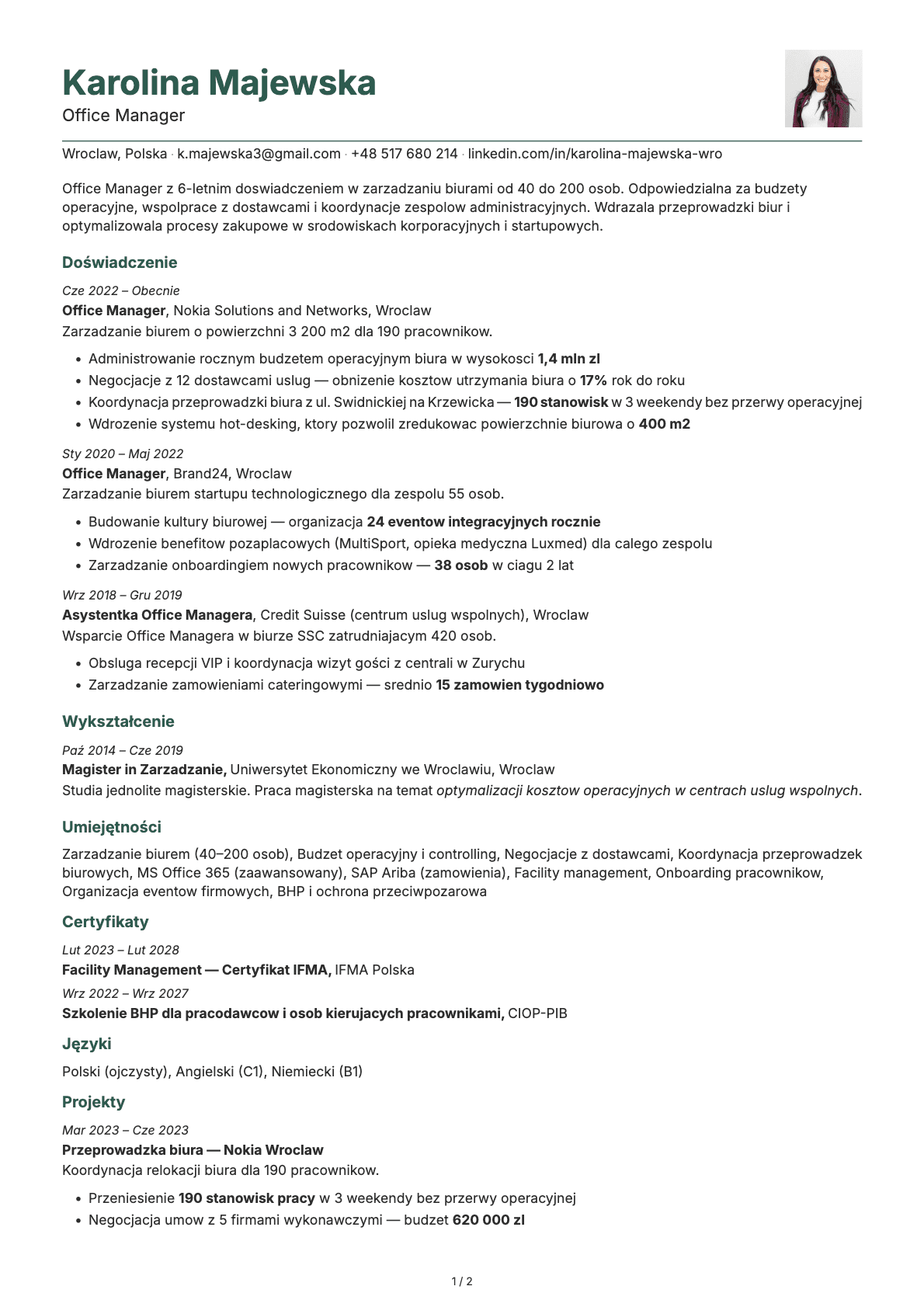 Office Manager resume example