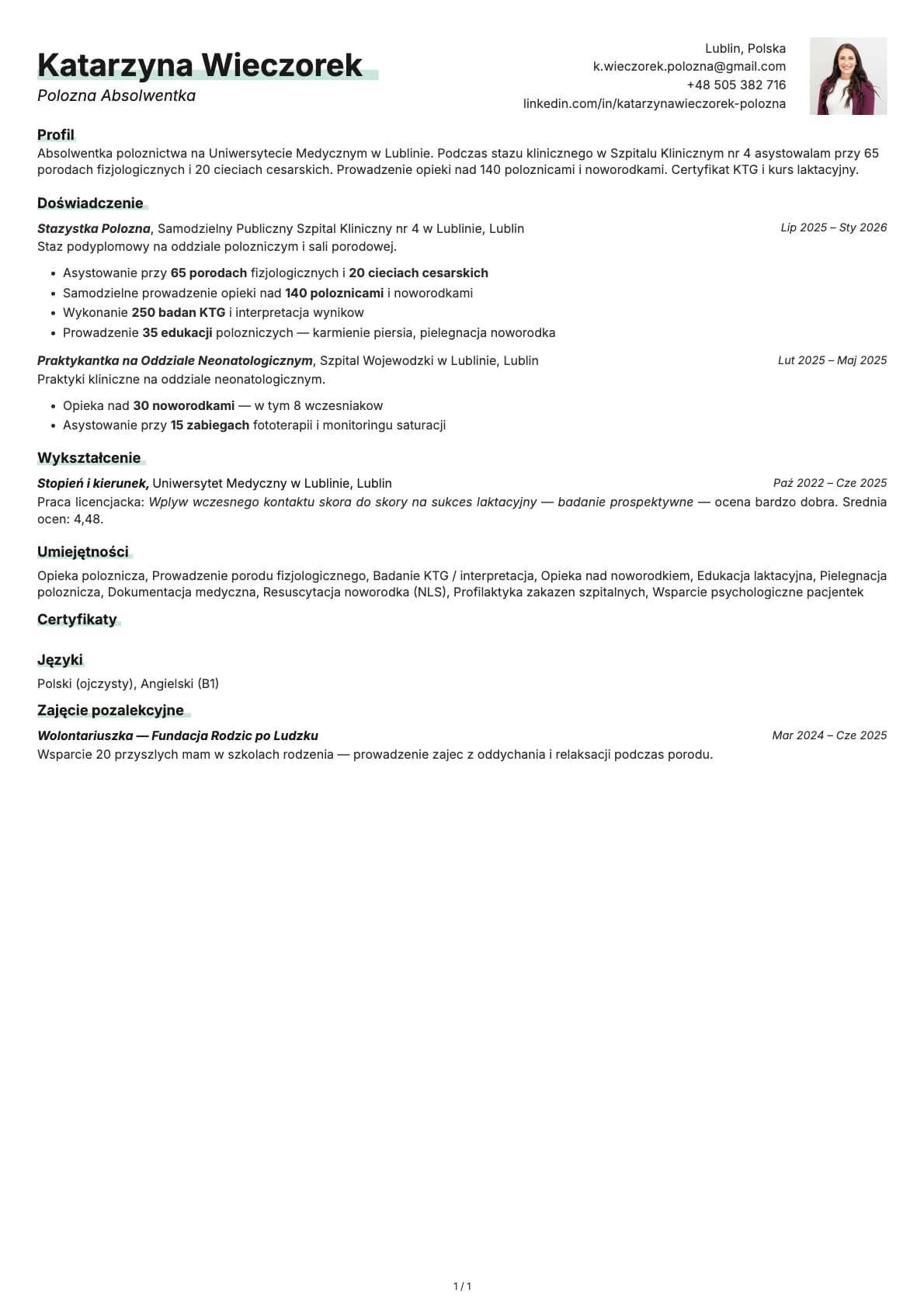 Polozna Absolwentka resume example