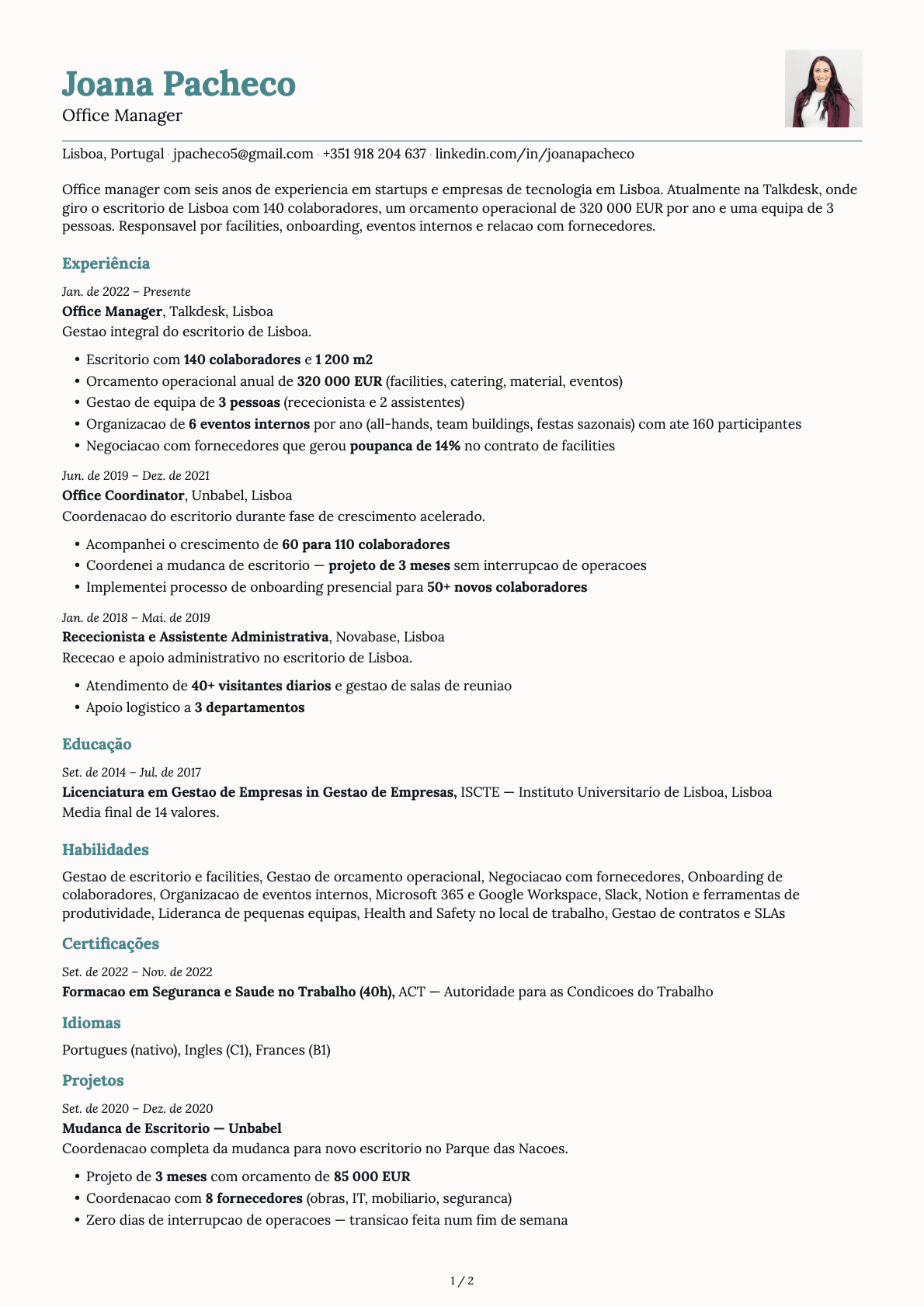 Office Manager resume example