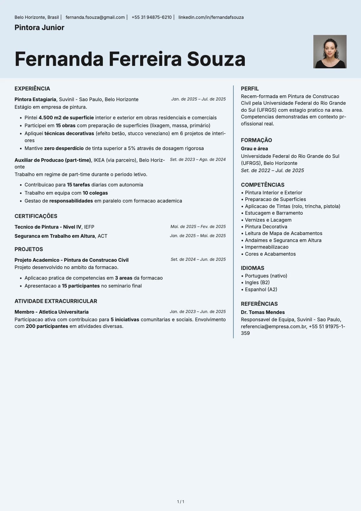 Pintora Junior resume example