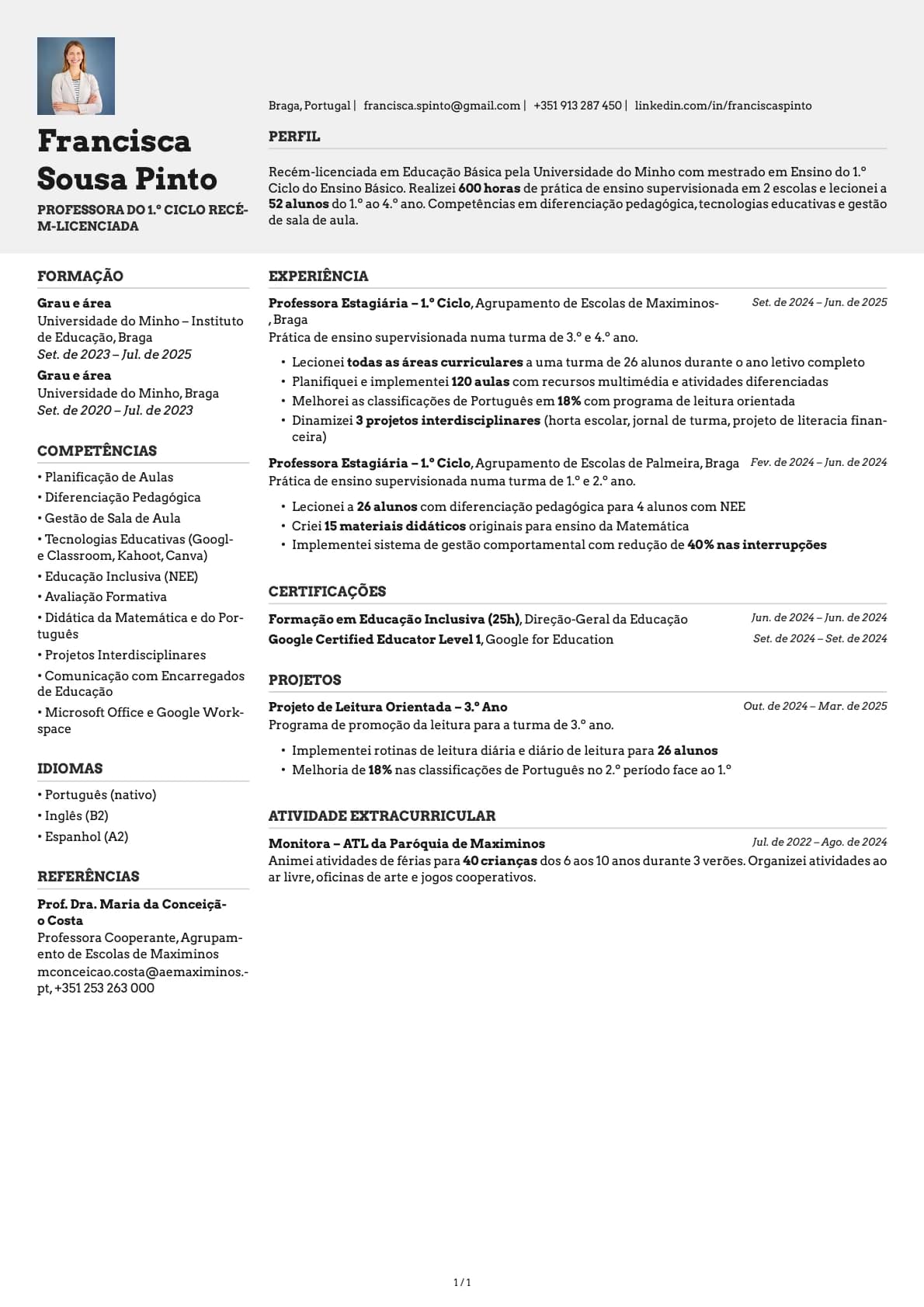 Professor Primario Recem-Licenciado resume example