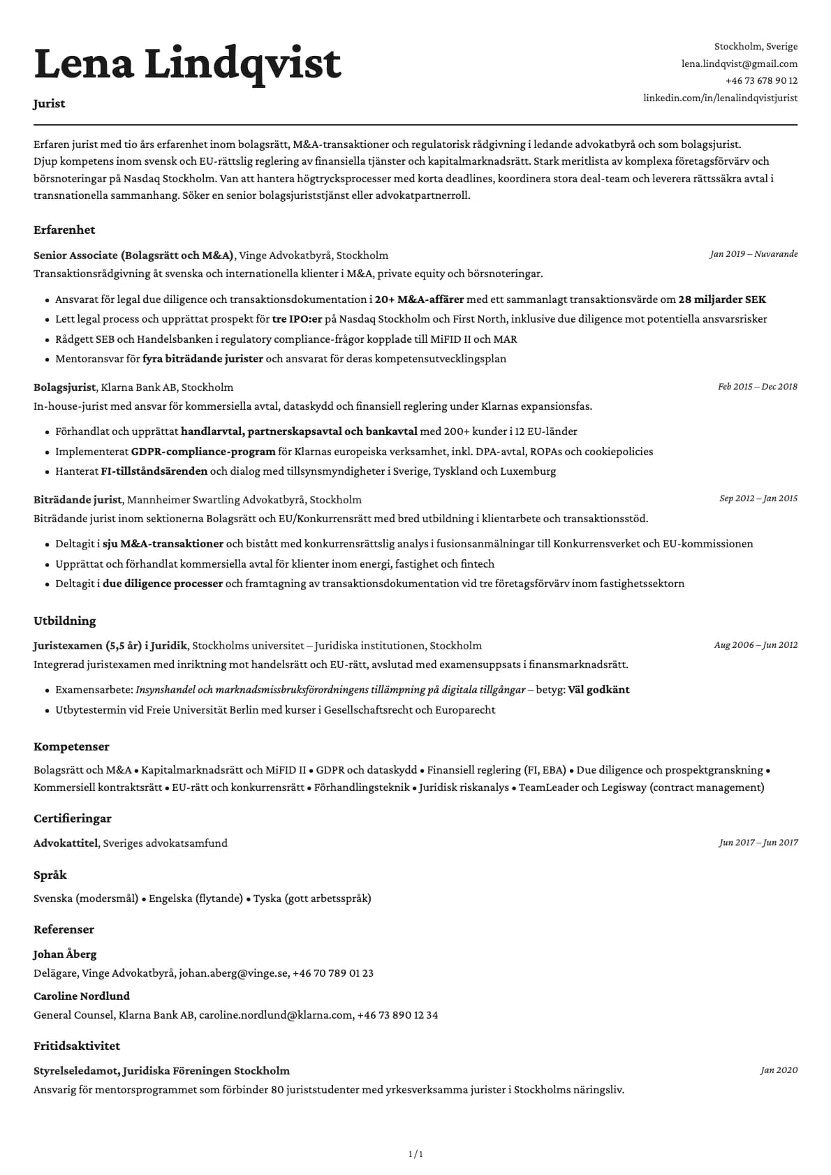 Jurist resume example