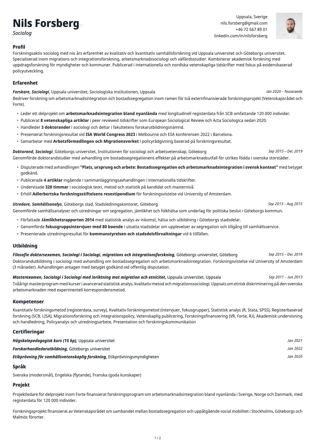 Sociolog resume example