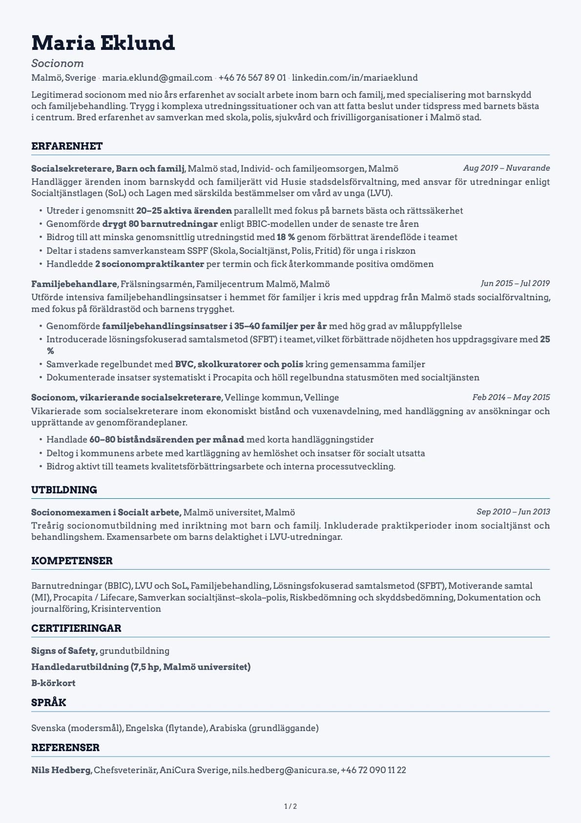 Socionom resume example