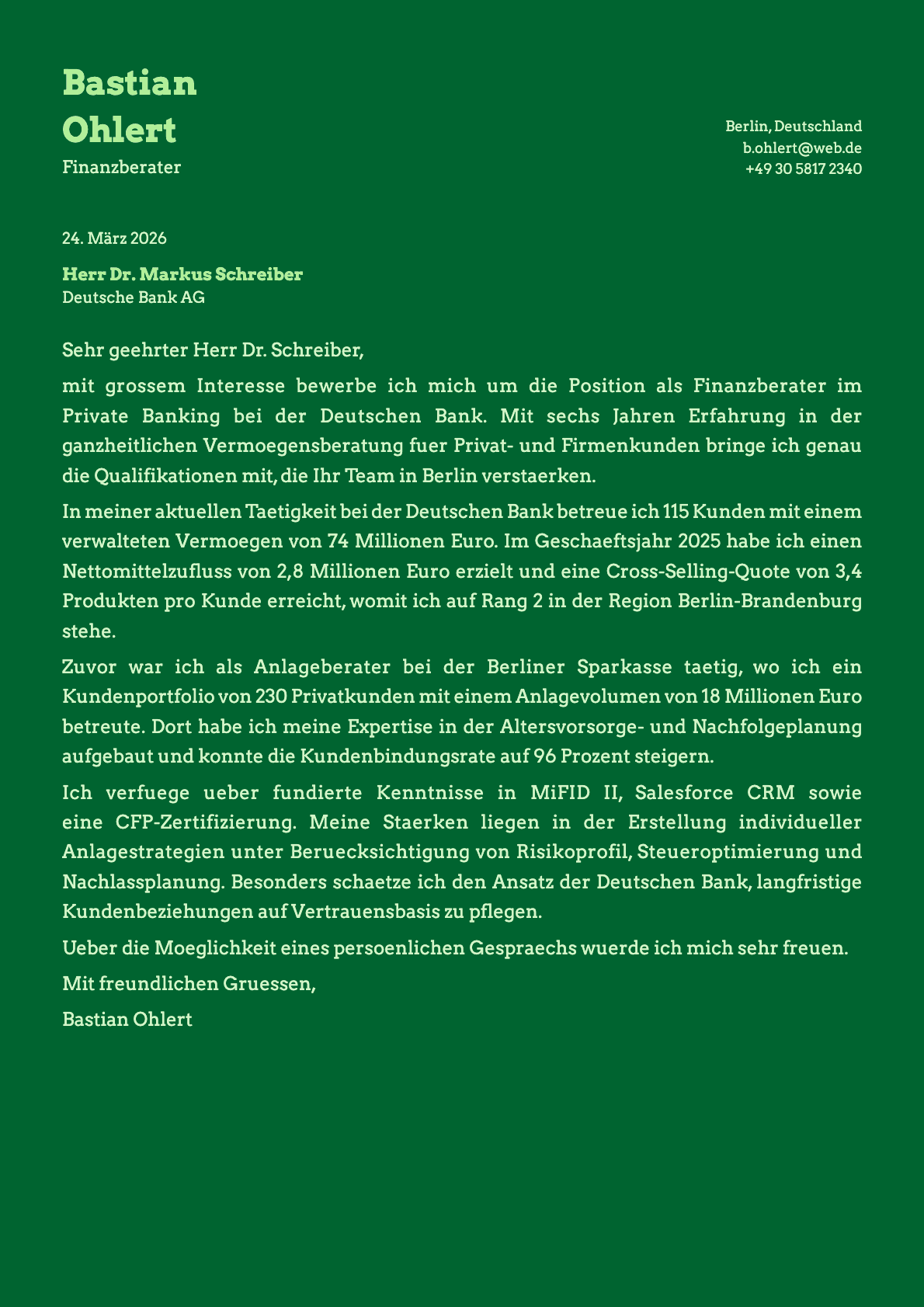 Emerald cover letter template preview
