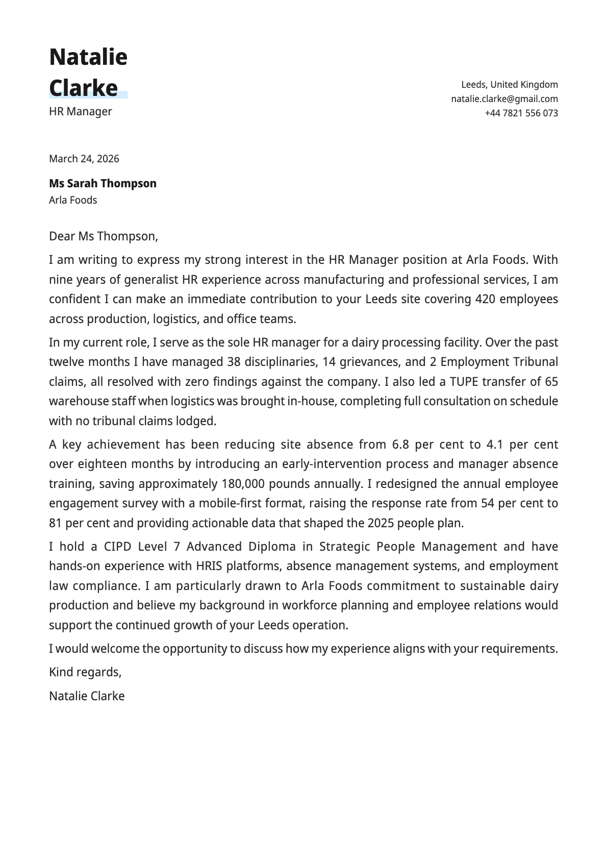 Copper cover letter template preview