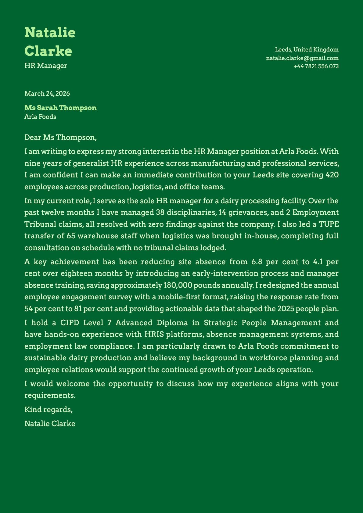 Emerald cover letter template preview