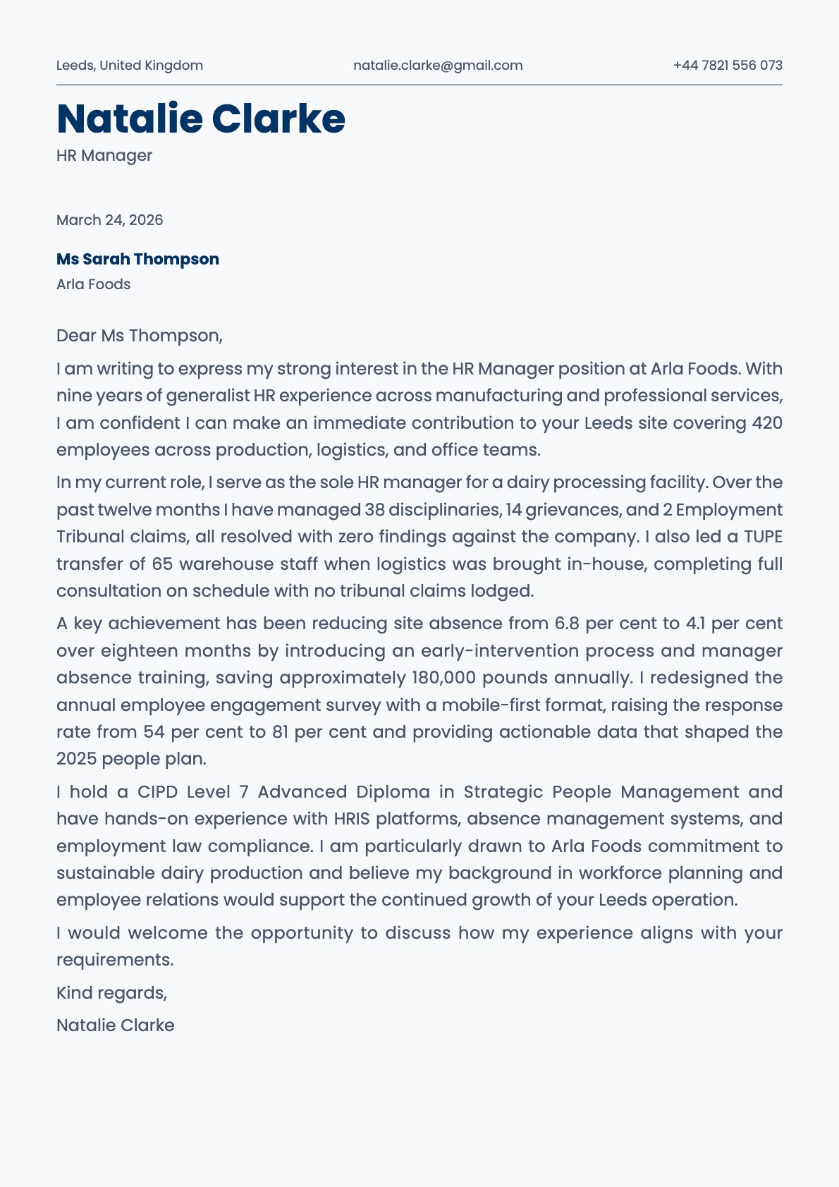 Fern cover letter template preview