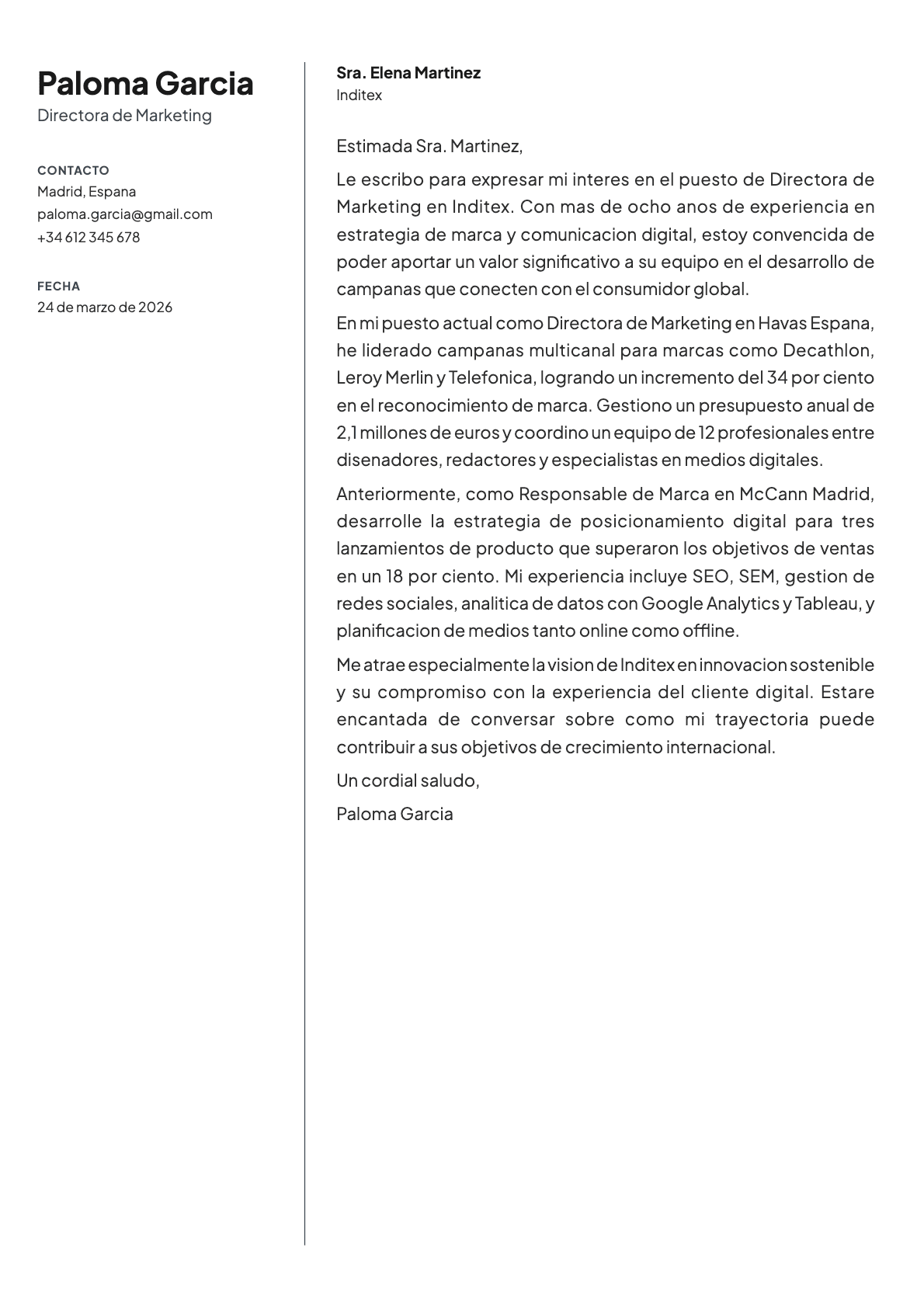 Birch cover letter template preview