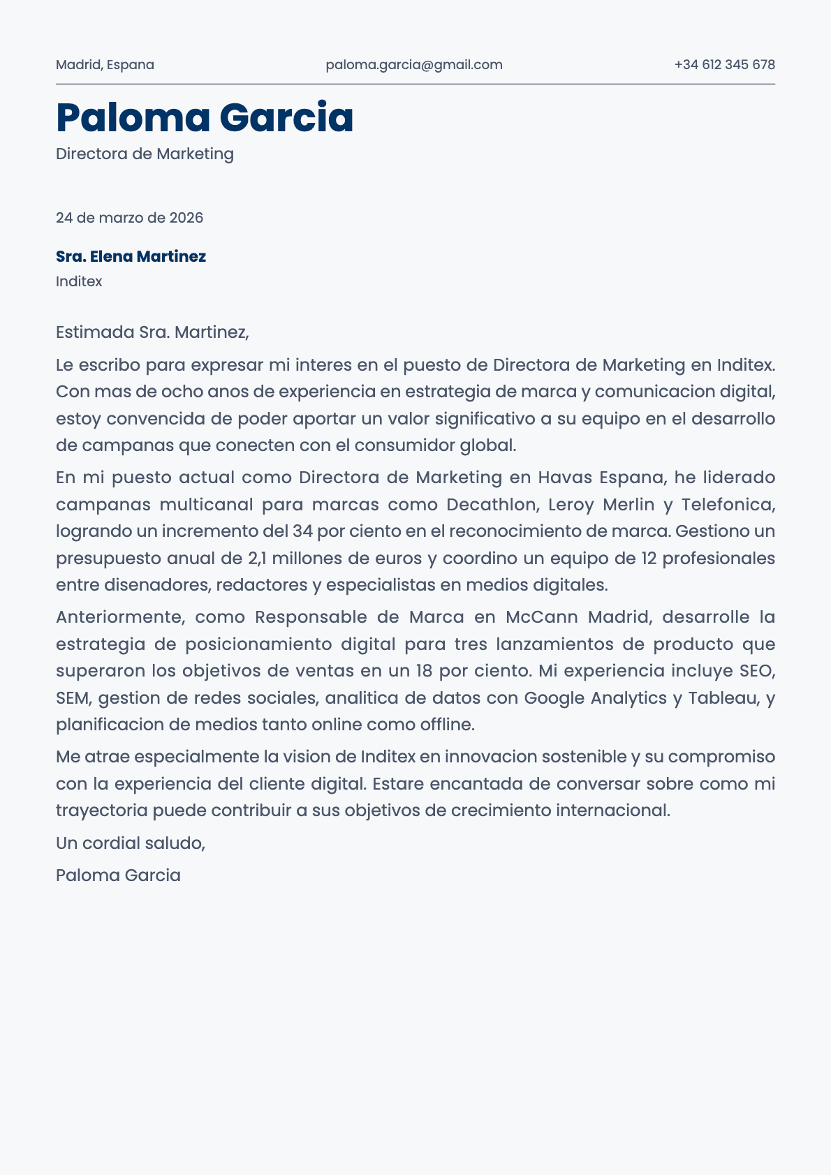 Fern cover letter template preview