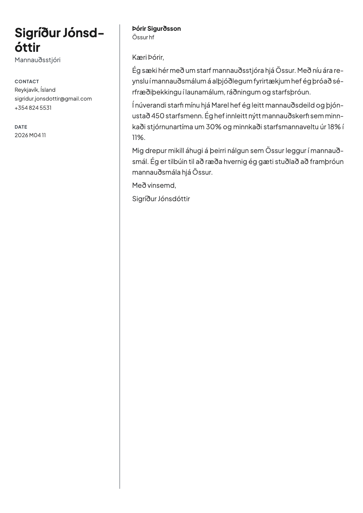 Birch cover letter template preview