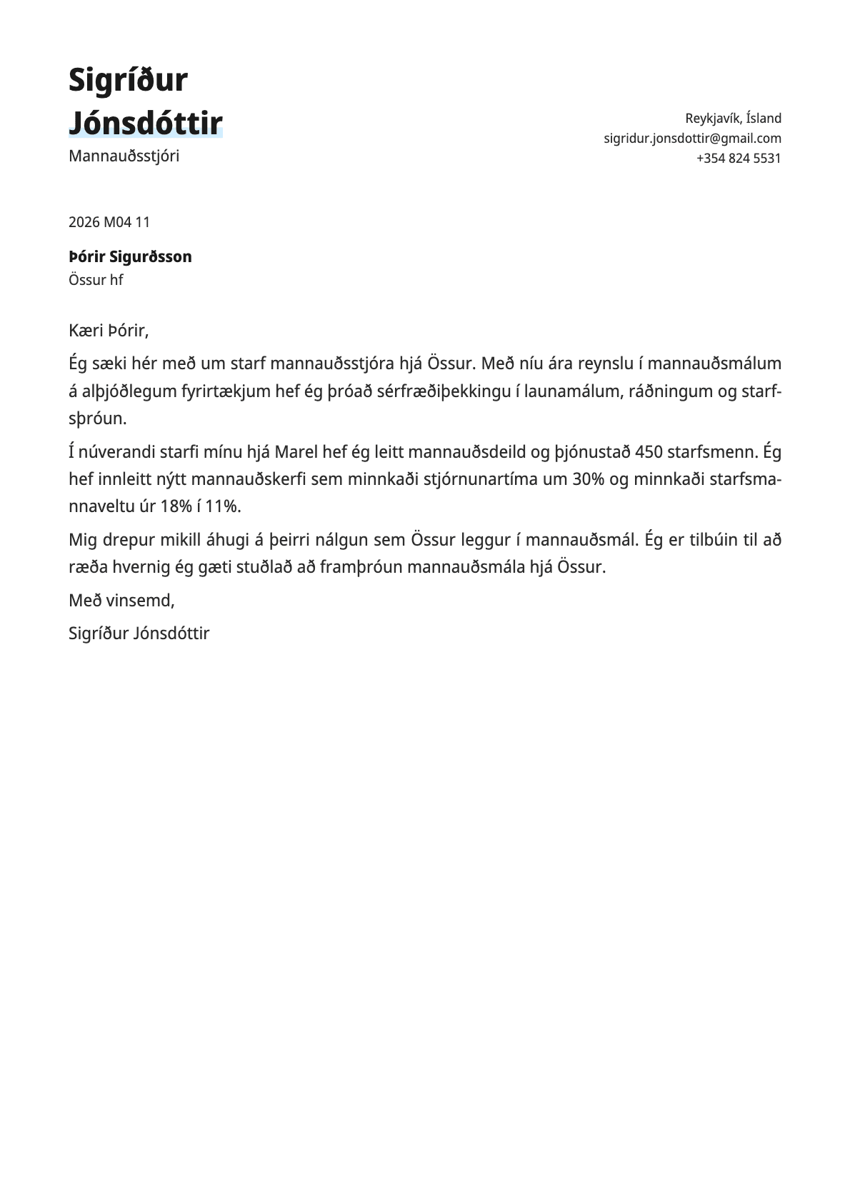 Copper cover letter template preview