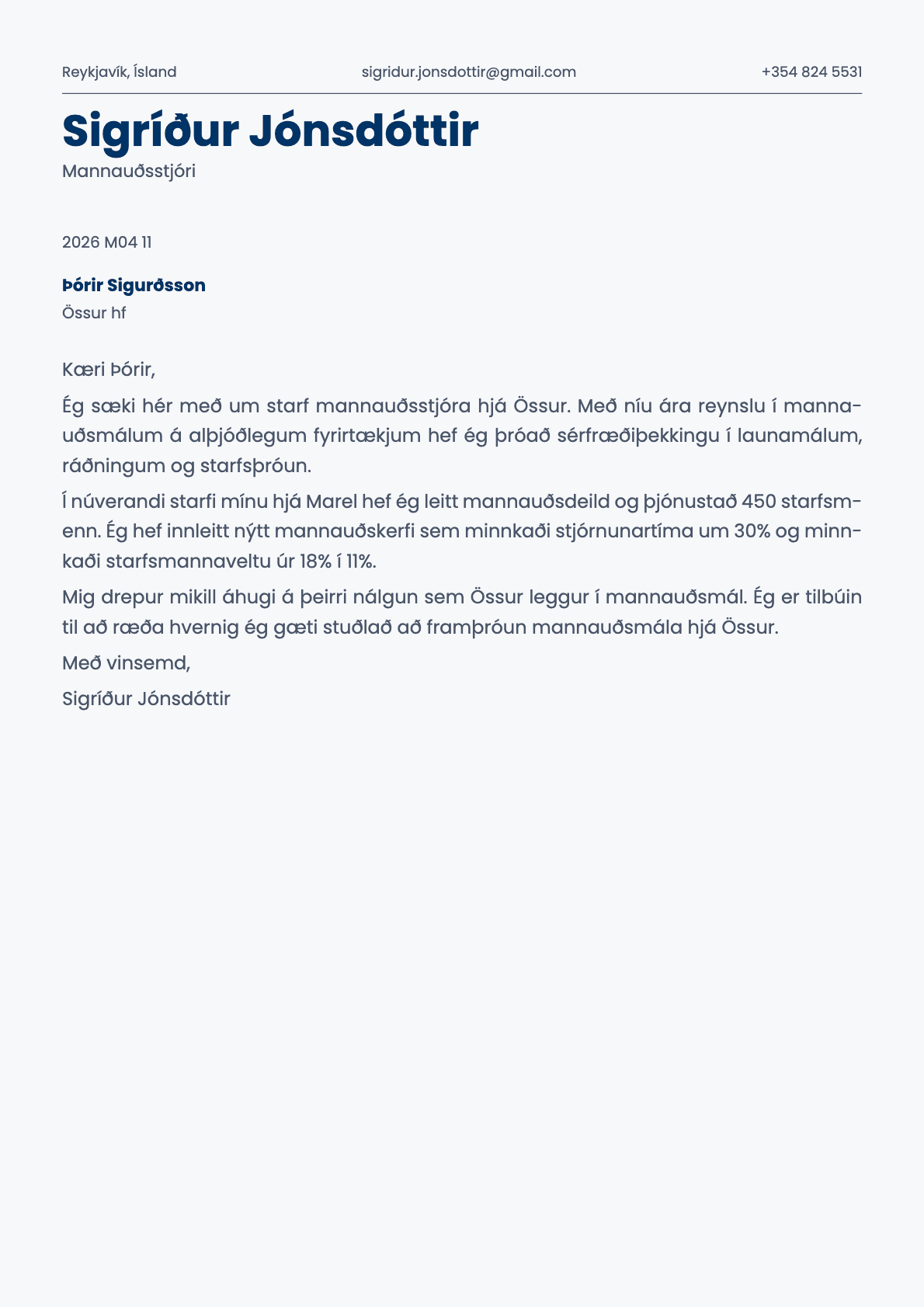 Fern cover letter template preview