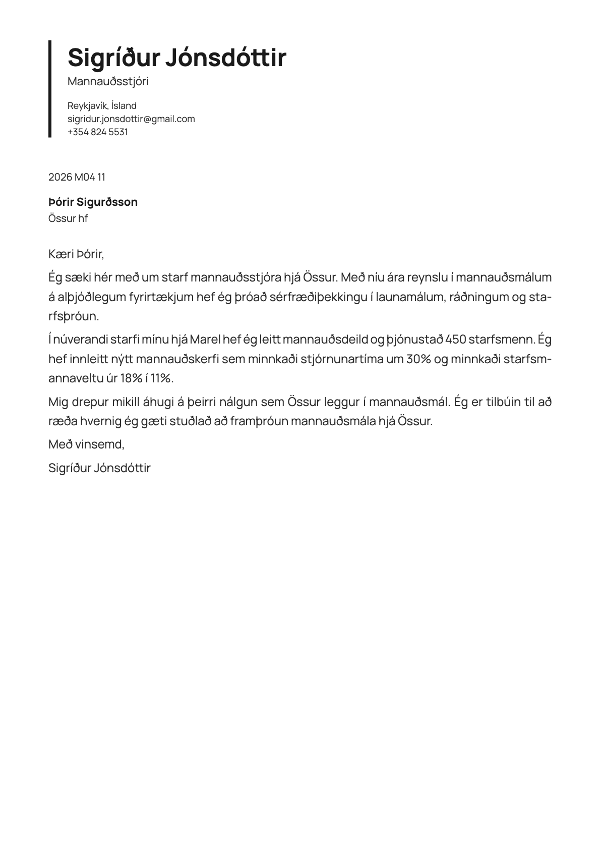 Onyx cover letter template preview