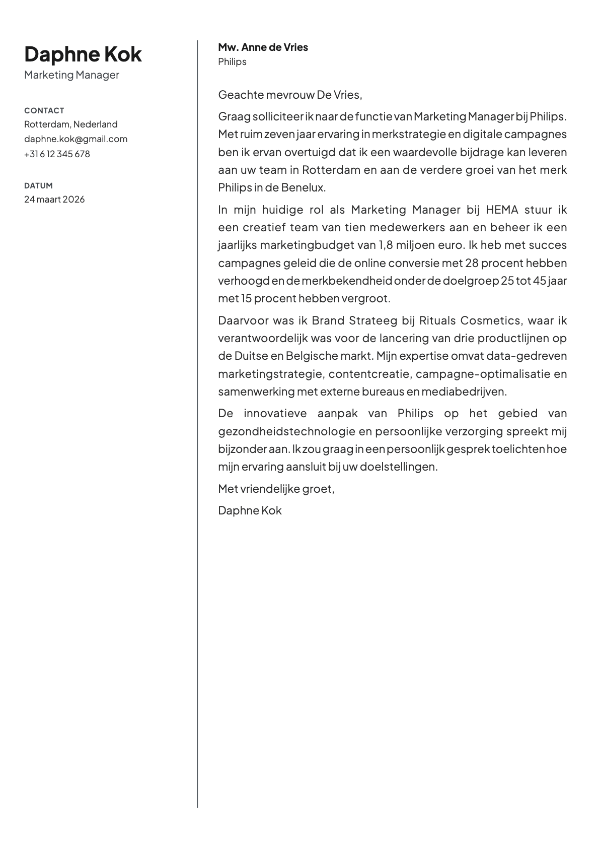 Birch cover letter template preview
