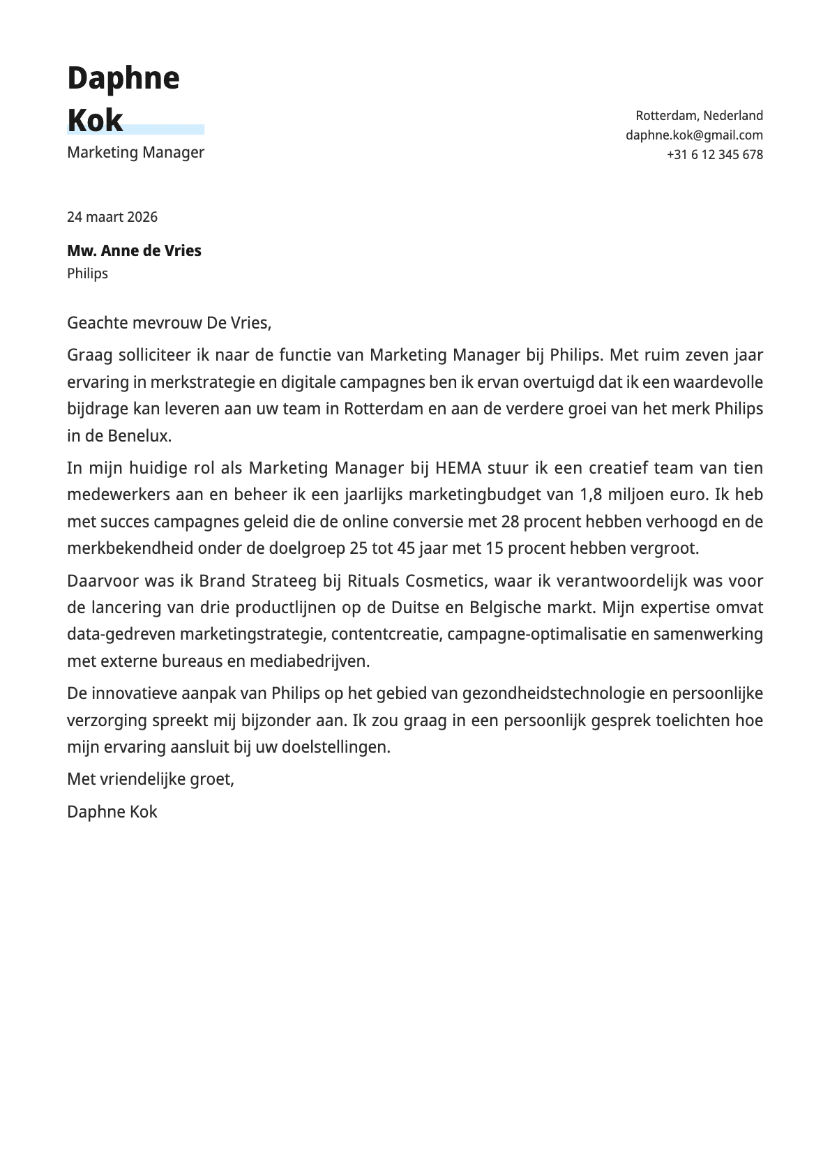 Copper cover letter template preview