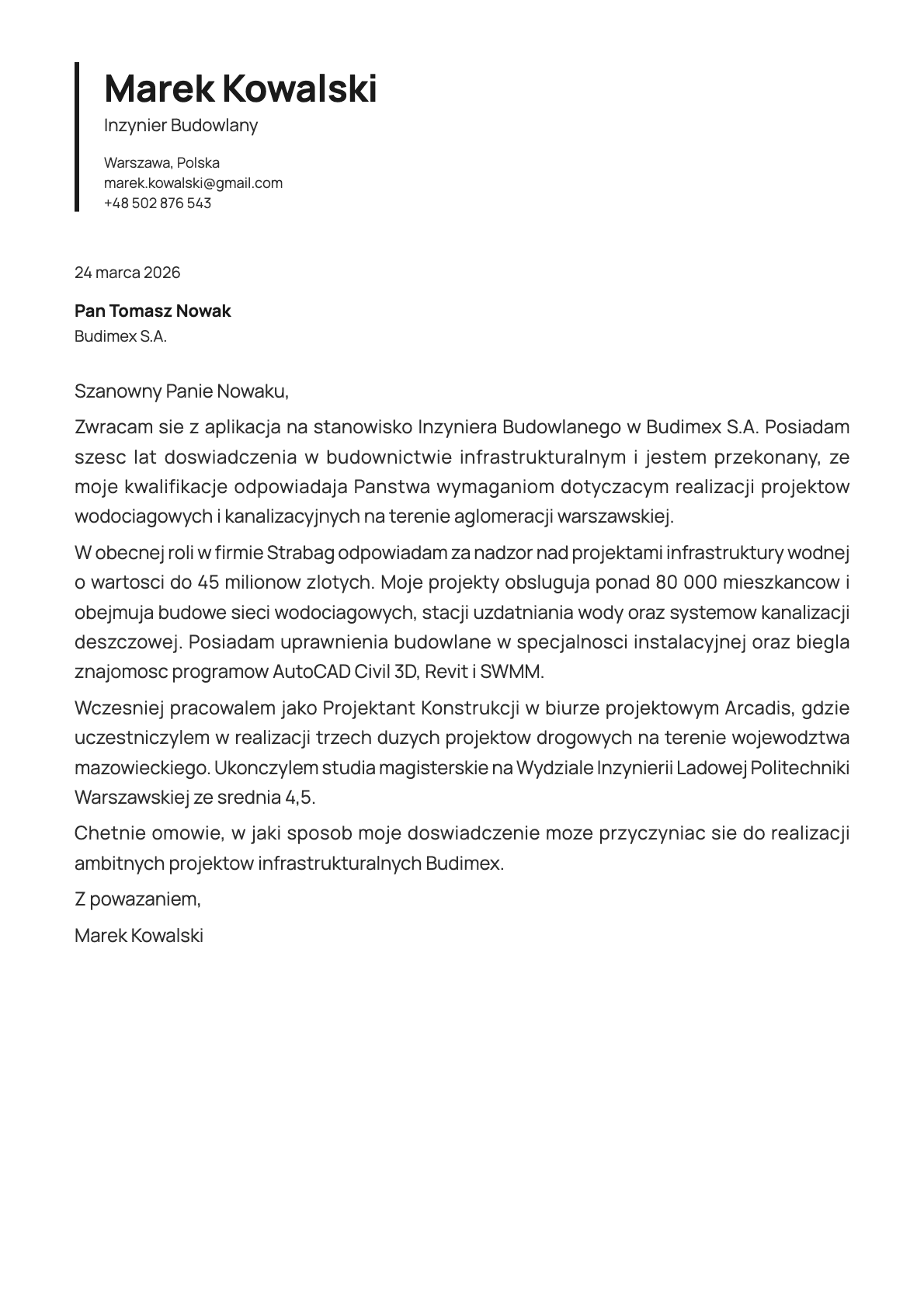 Onyx cover letter template preview
