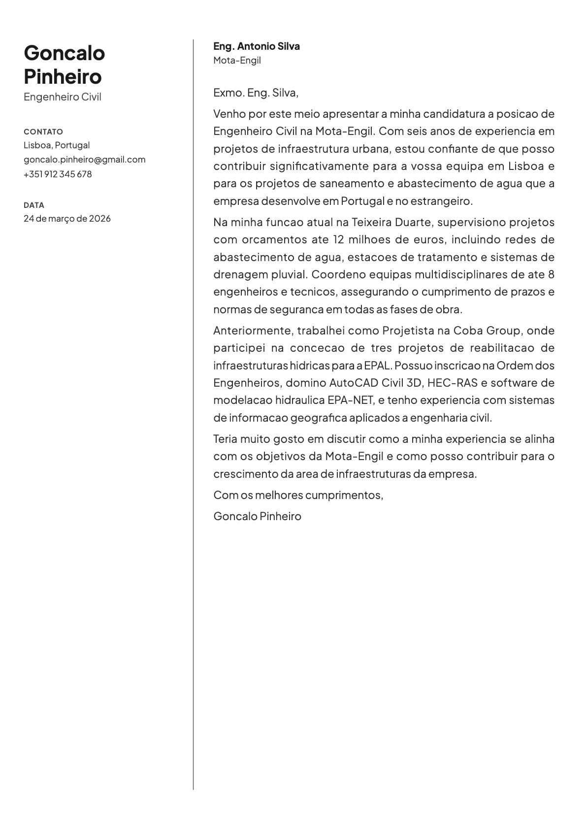 Birch cover letter template preview