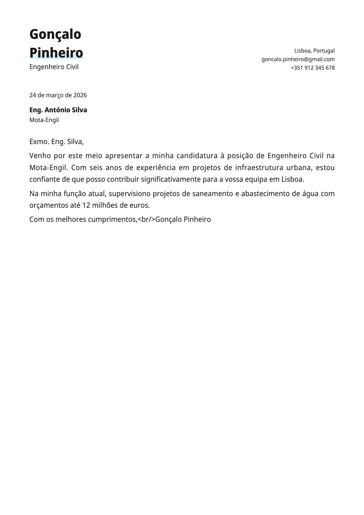Copper cover letter template preview