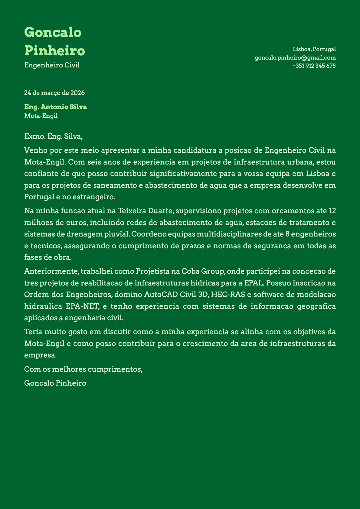 Emerald cover letter template preview