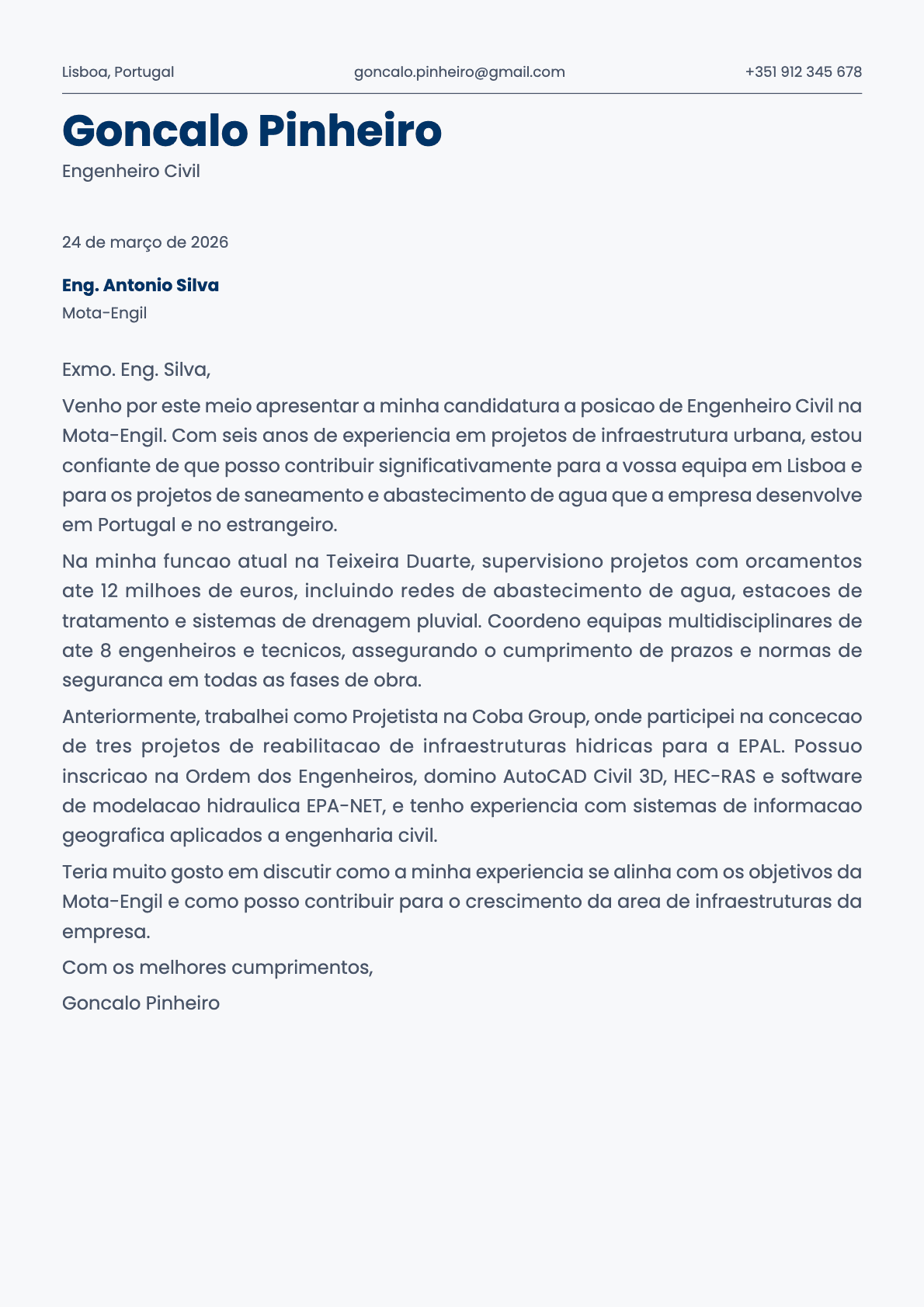 Fern cover letter template preview