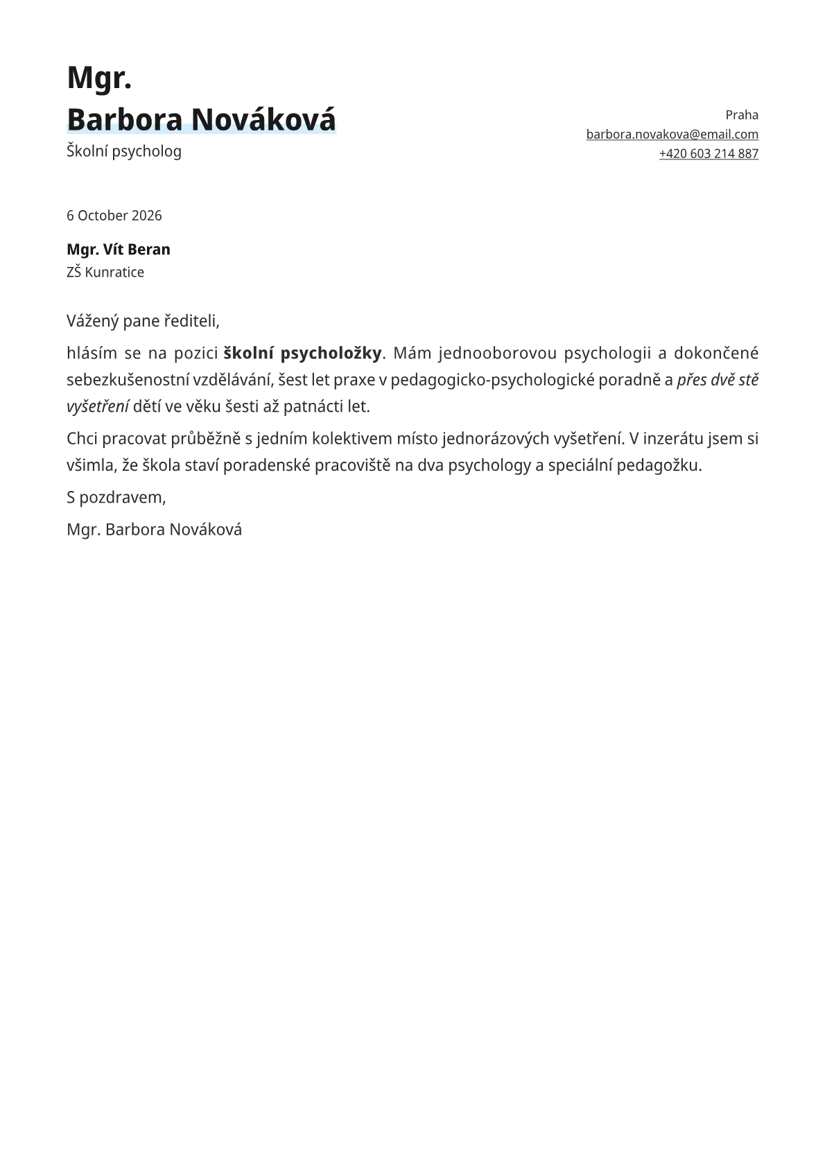 Copper cover letter template preview