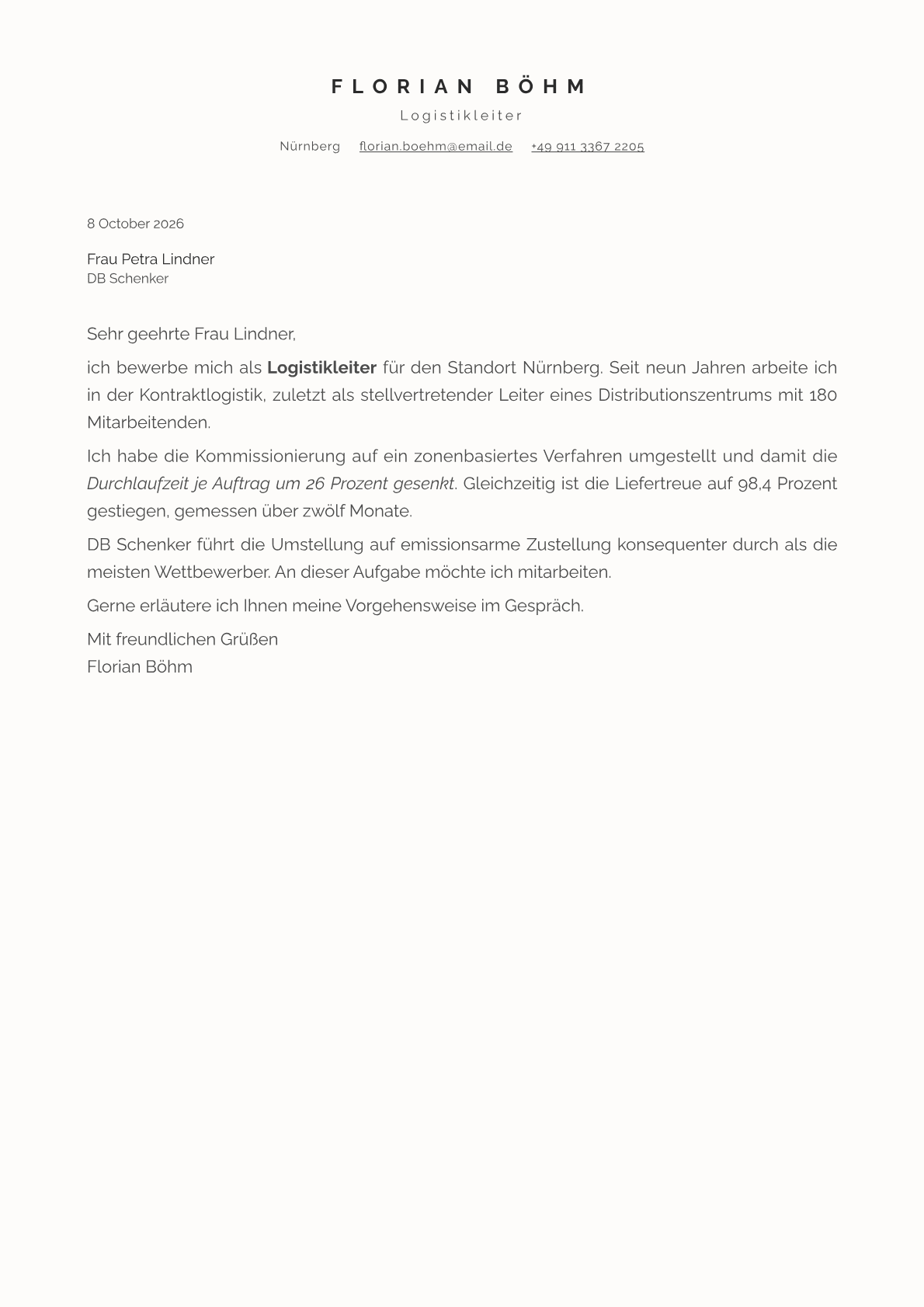 Ivory cover letter template preview
