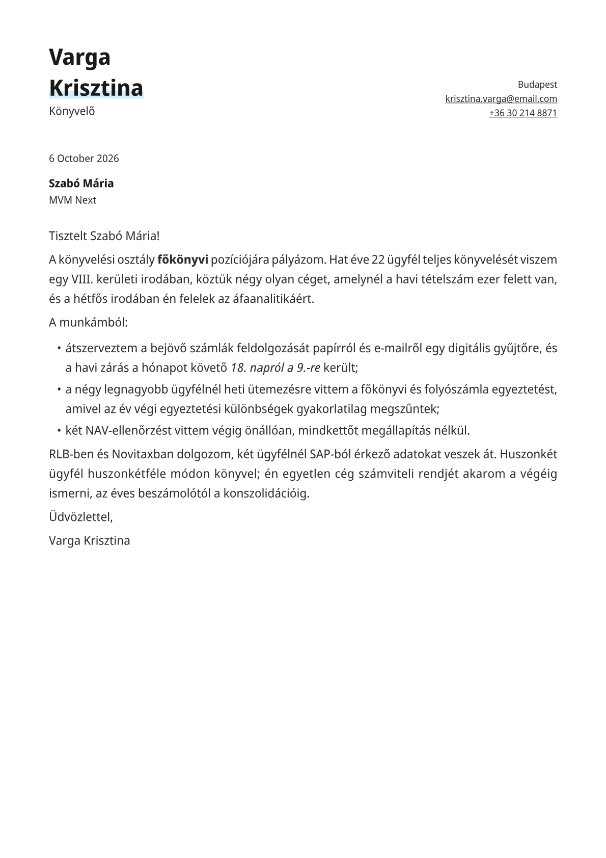 Copper cover letter template preview