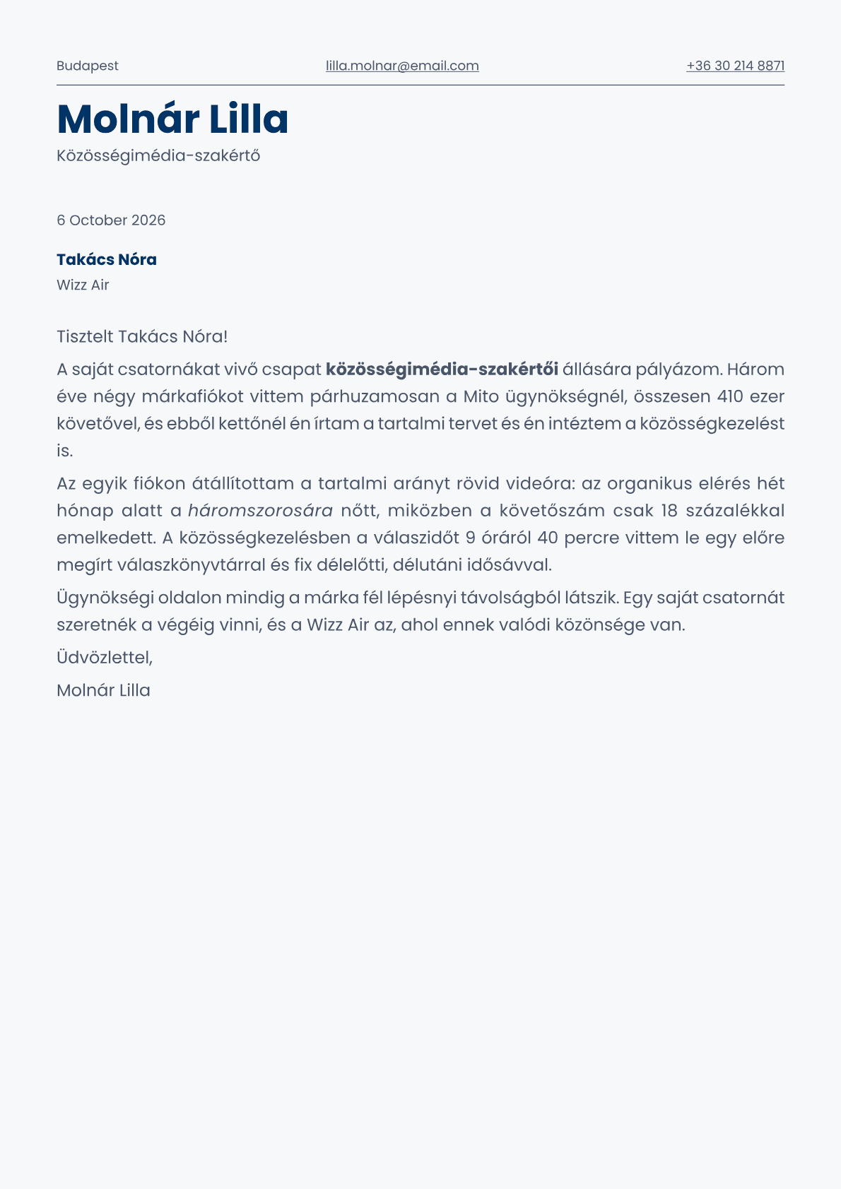 Fern cover letter template preview