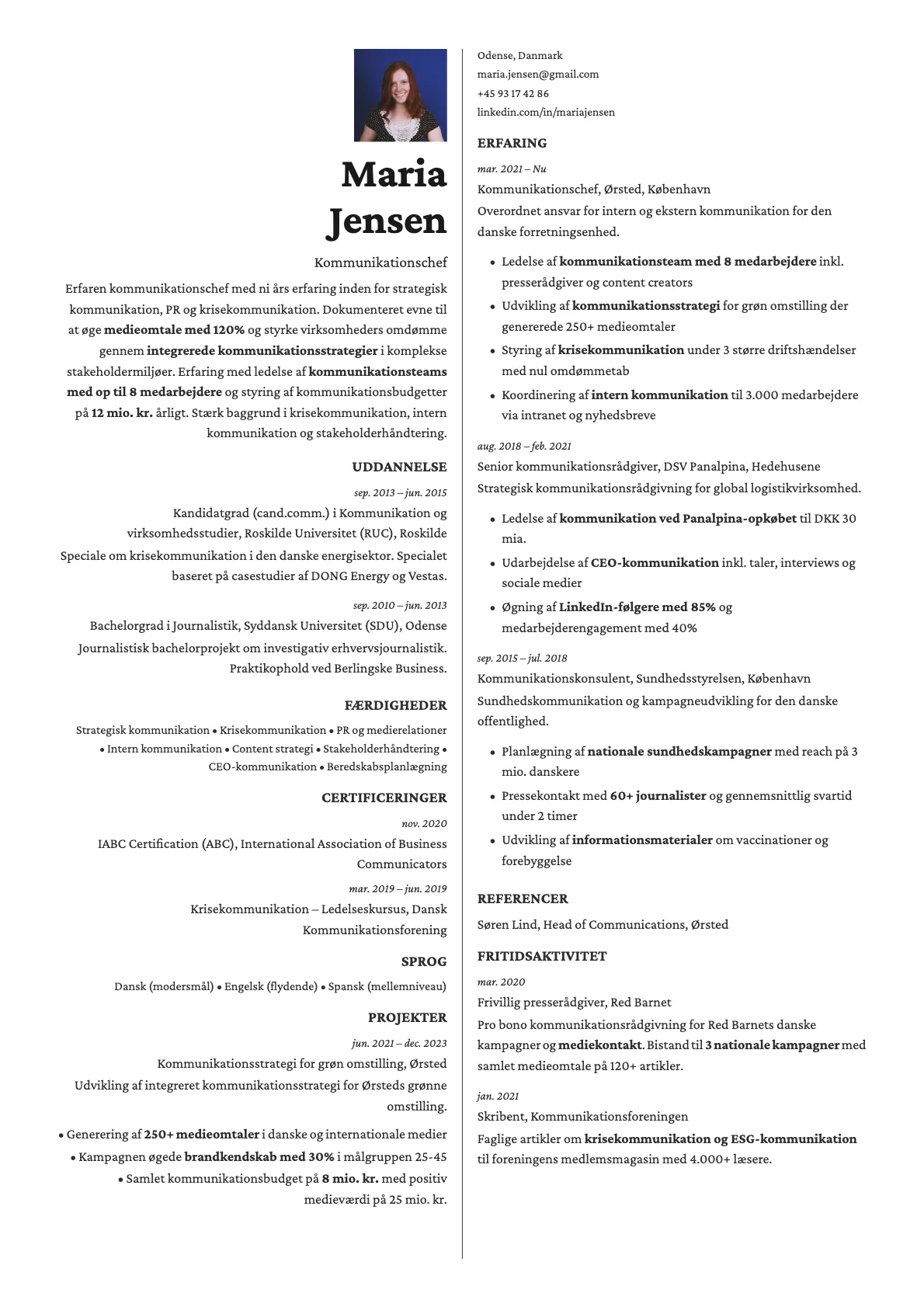Amber Photo resume template preview