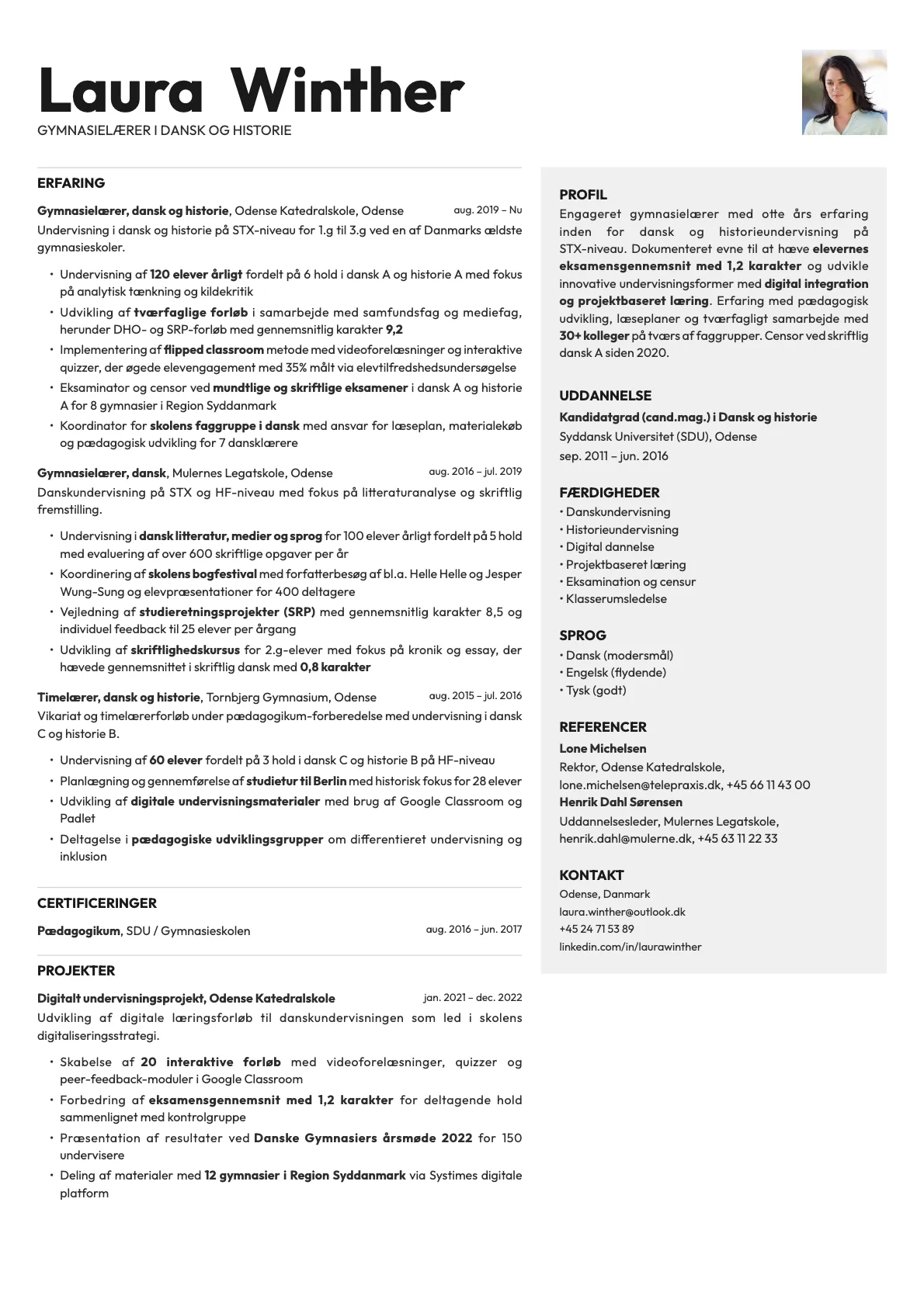 Bronze Photo resume template preview