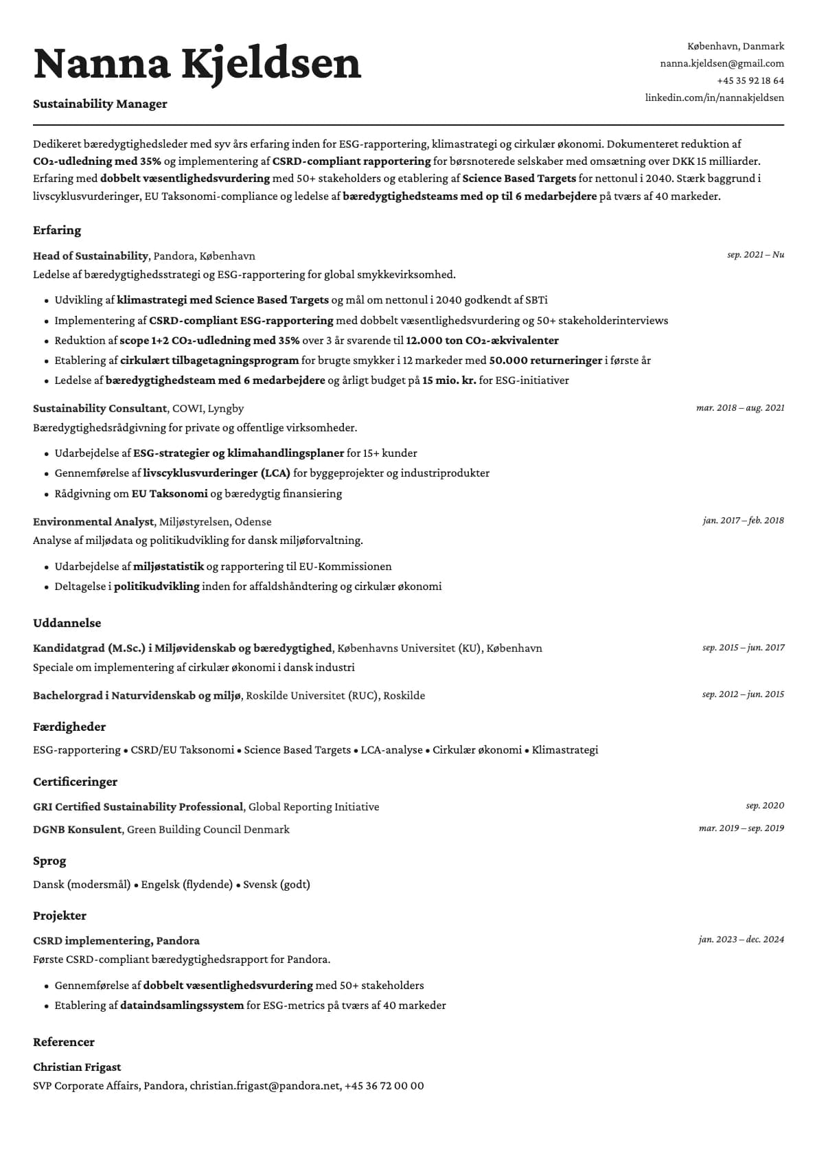 Cobalt resume template preview