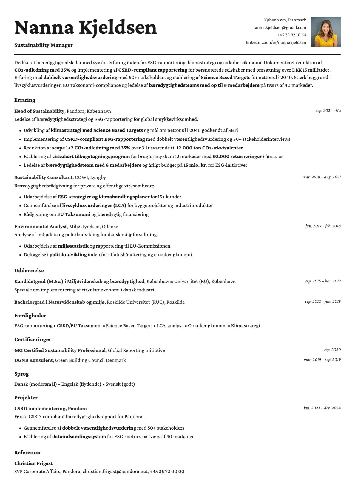 Cobalt Photo resume template preview