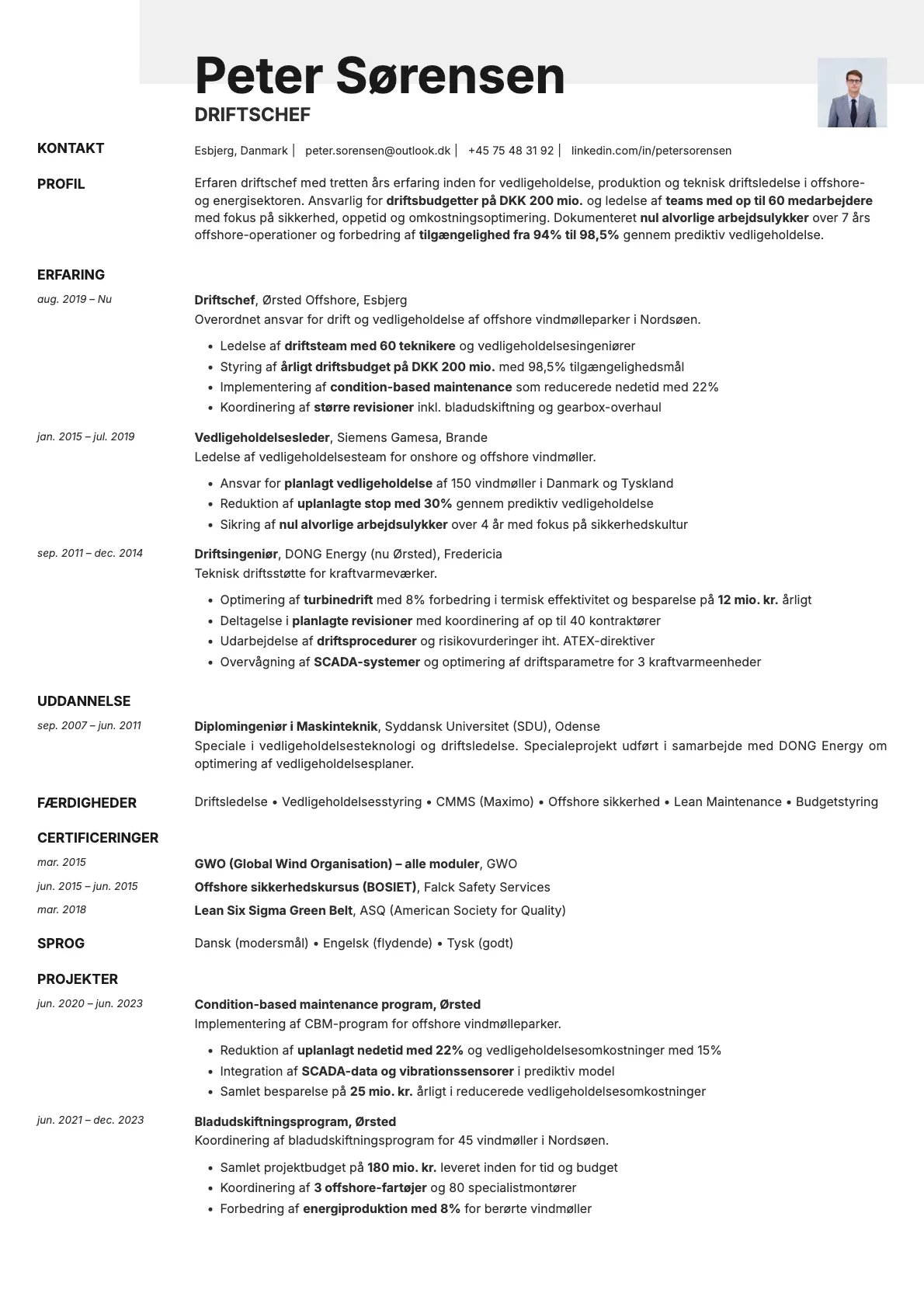 Ivory Photo resume template preview