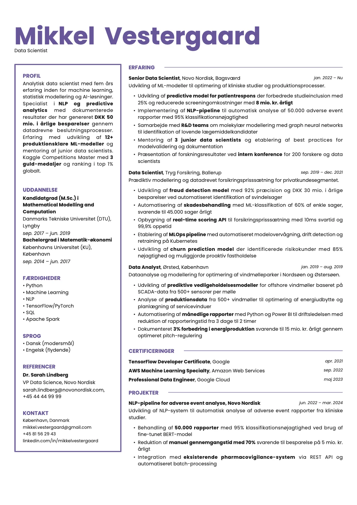 Opal resume template preview