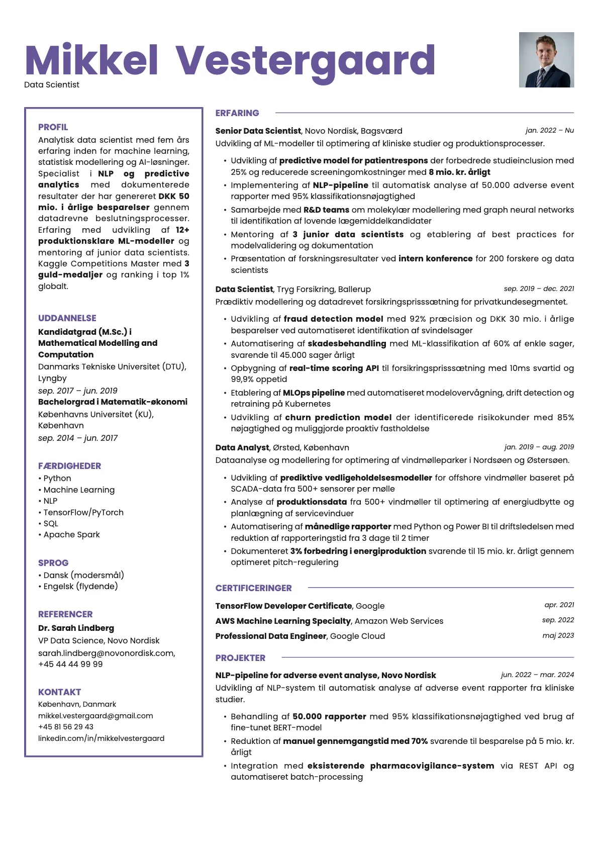 Opal Photo resume template preview