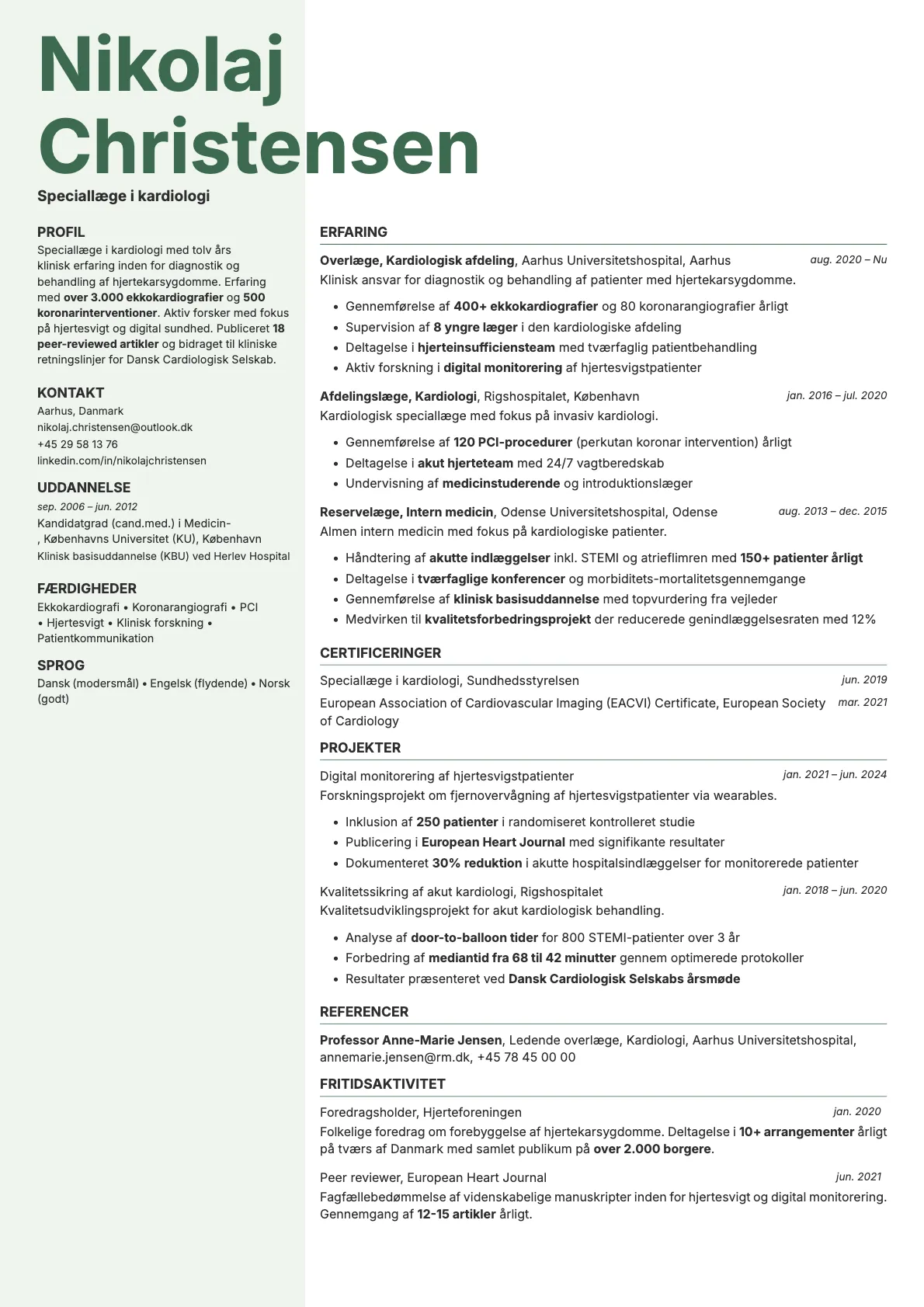 Sage resume template preview