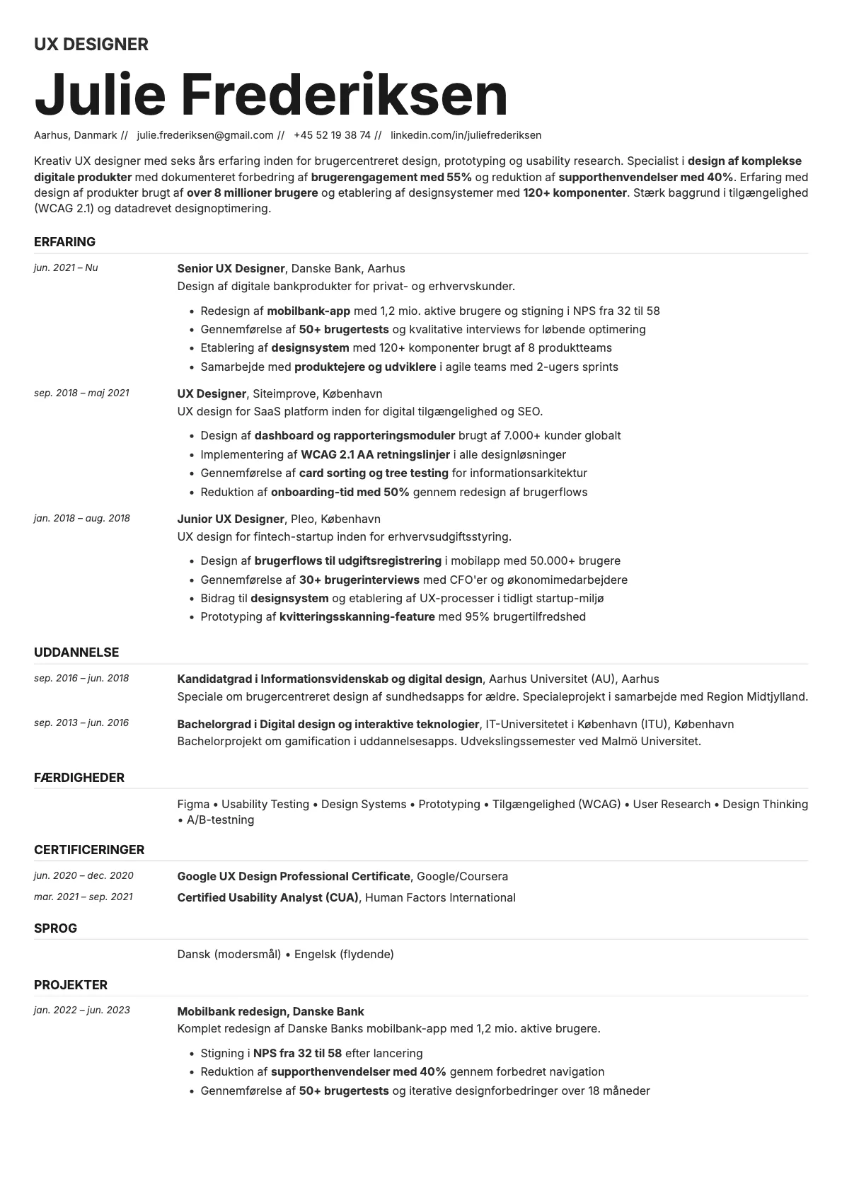 Zinc resume template preview